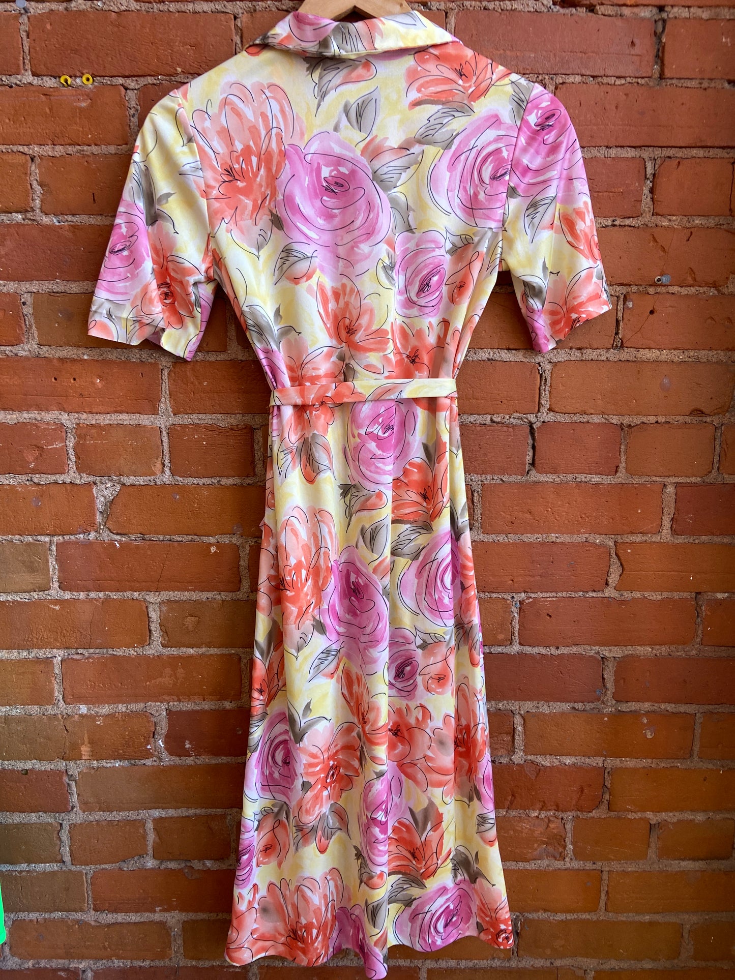 Abstract Pastel Floral Print Dress with Pockets
