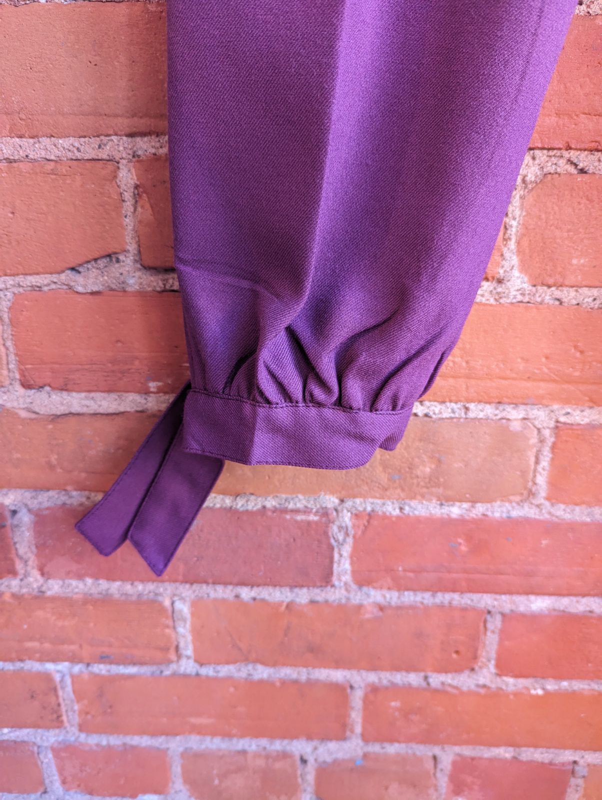 1970s Plum High-Rise Pants With Tie Cuffs