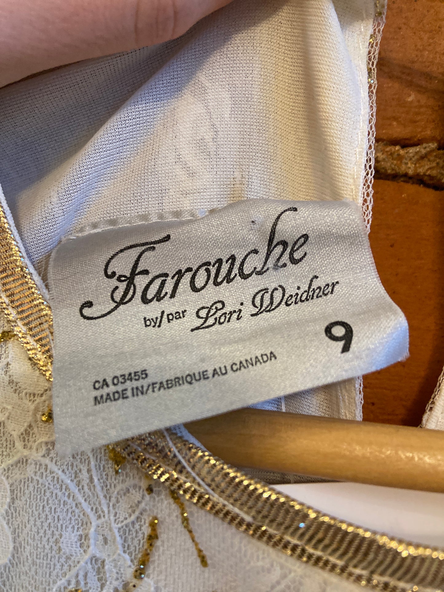 Cream Lace with Glittery Gold Print Dress