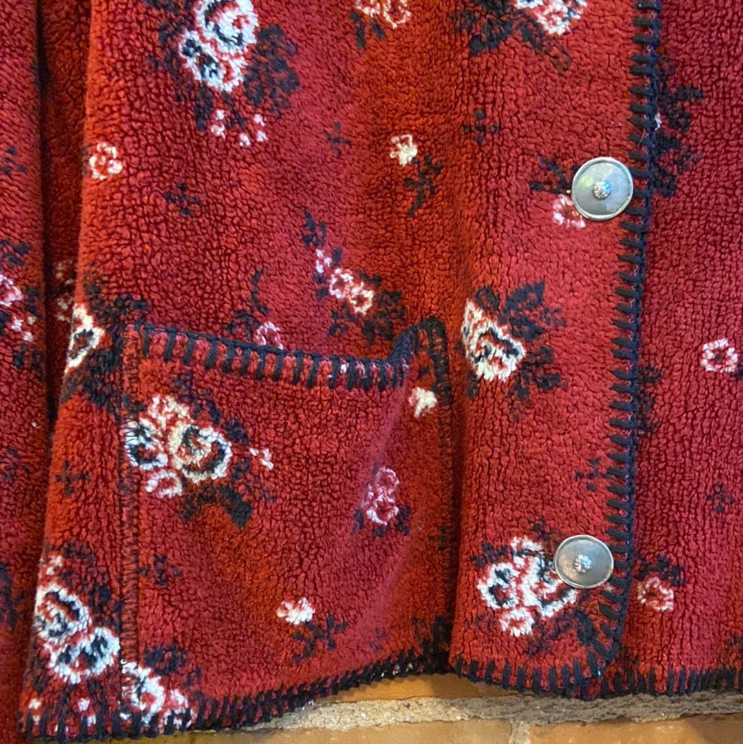 Fleece Floral Print Button up Jacket