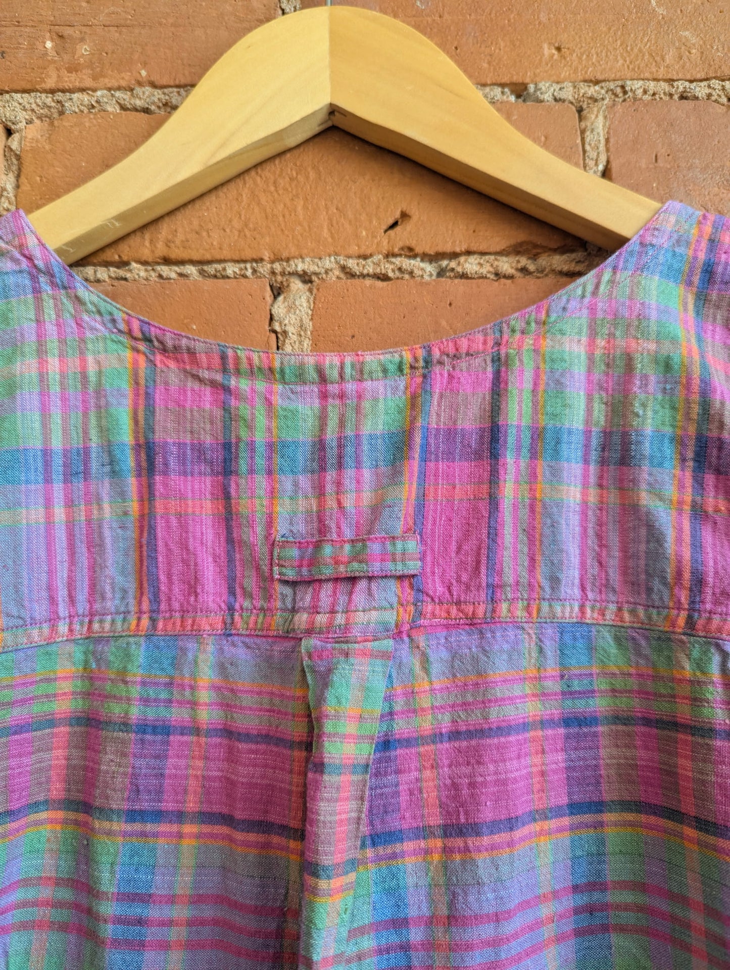 1990s Button-Front Tank With Multicoloured Plaid Pattern