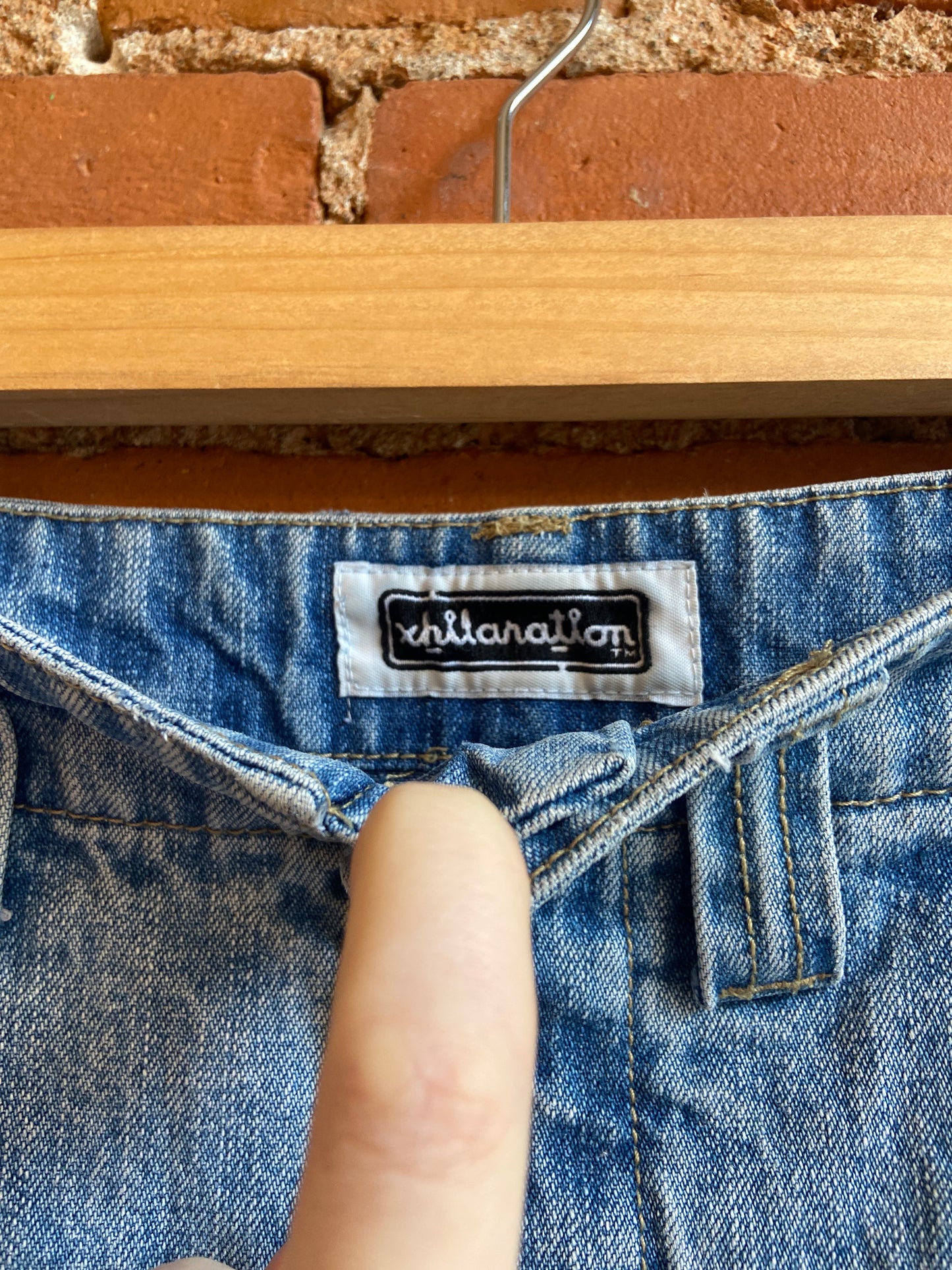 Y2K Xhilaration Light Wash Denim Mini Skirt With Cargo Pockets