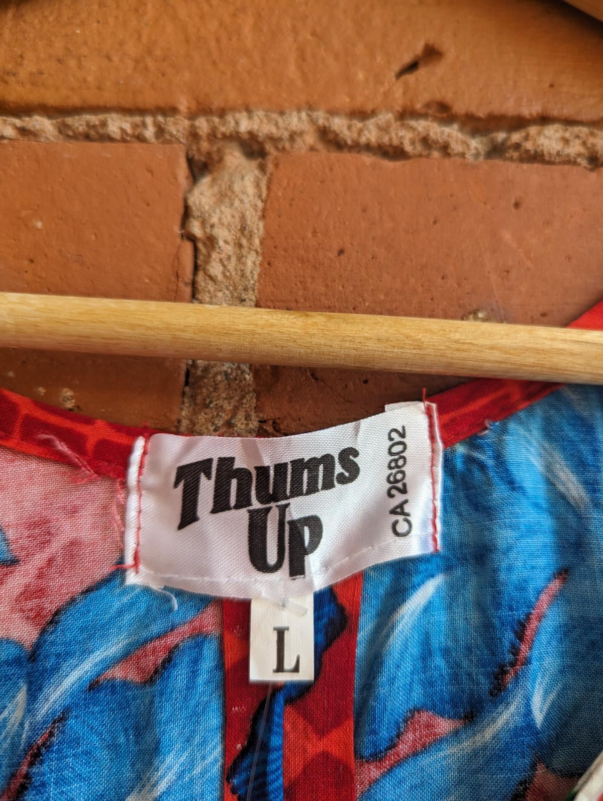 1990s Thums Up Red Hibiscus Print Maxi Dress