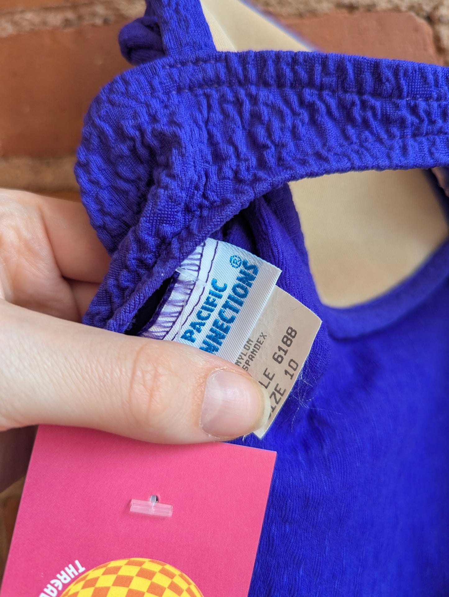 1990s Pacific Connections Purple Textured One-Piece Swimsuit