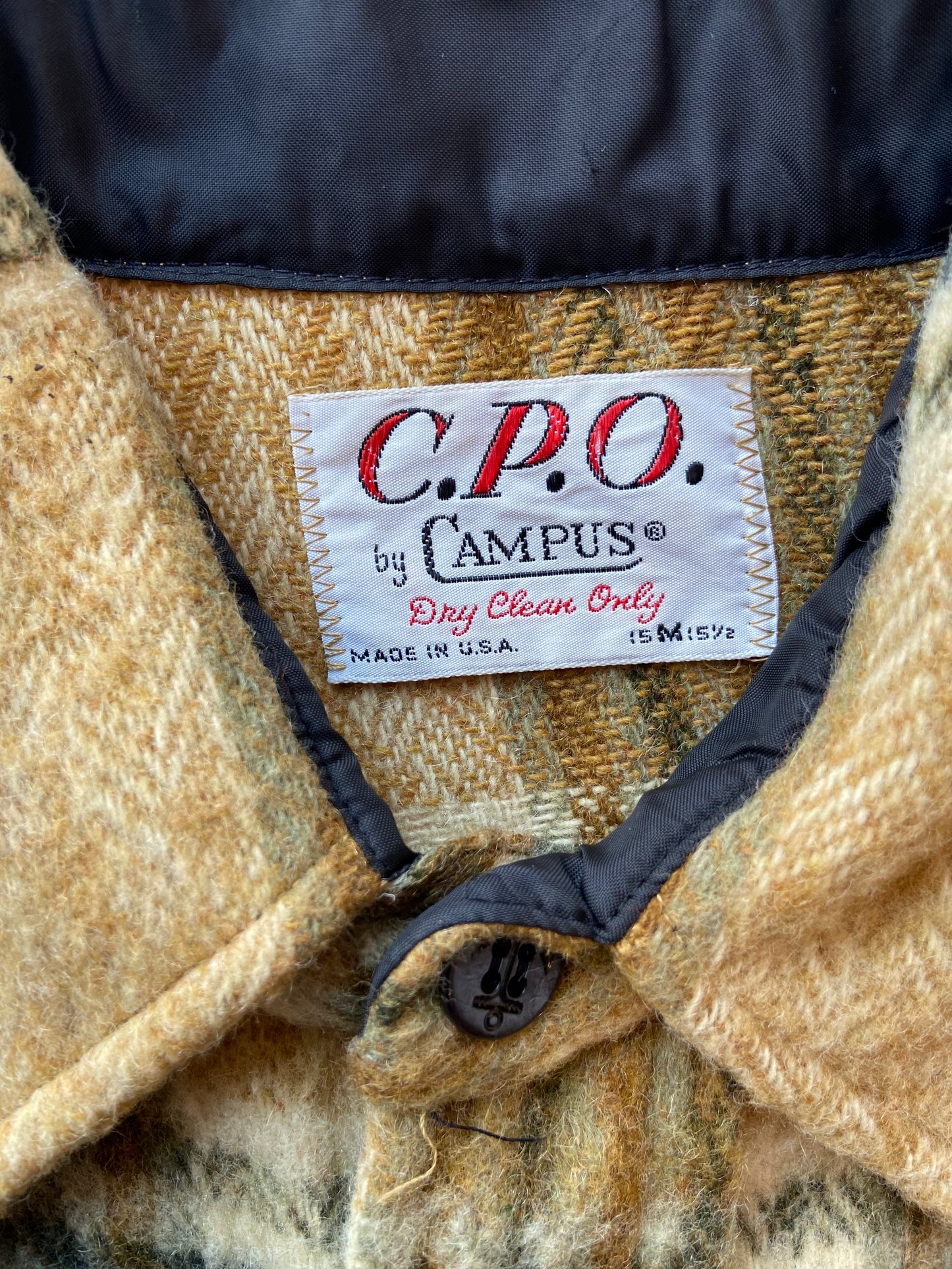 60's Campus Caramel Plaid Wool Shacket