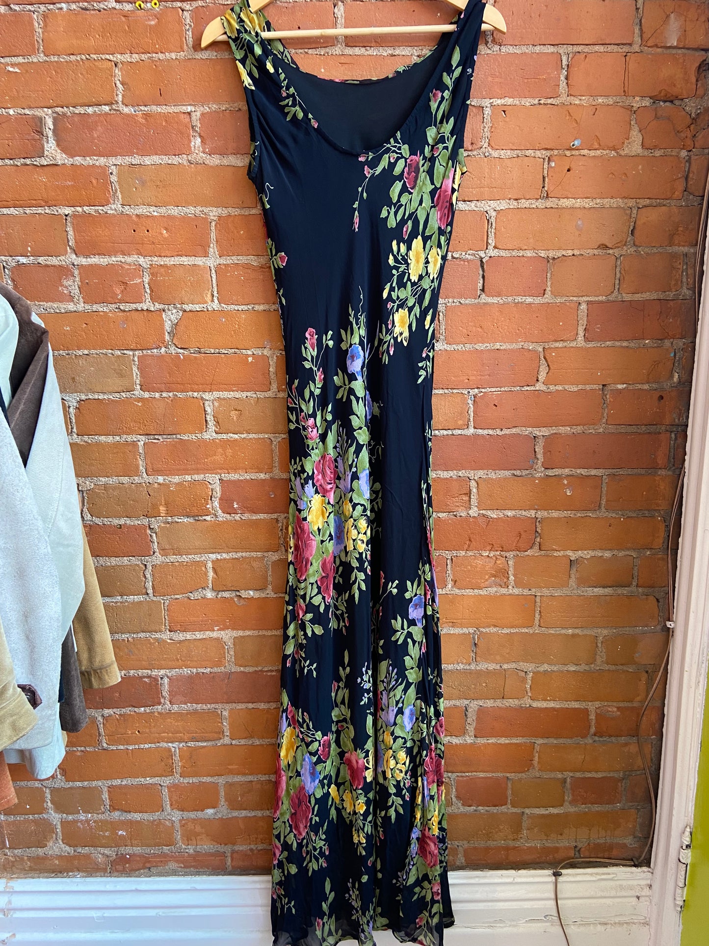 90’s Floral Long Maxi Dress with Sequins