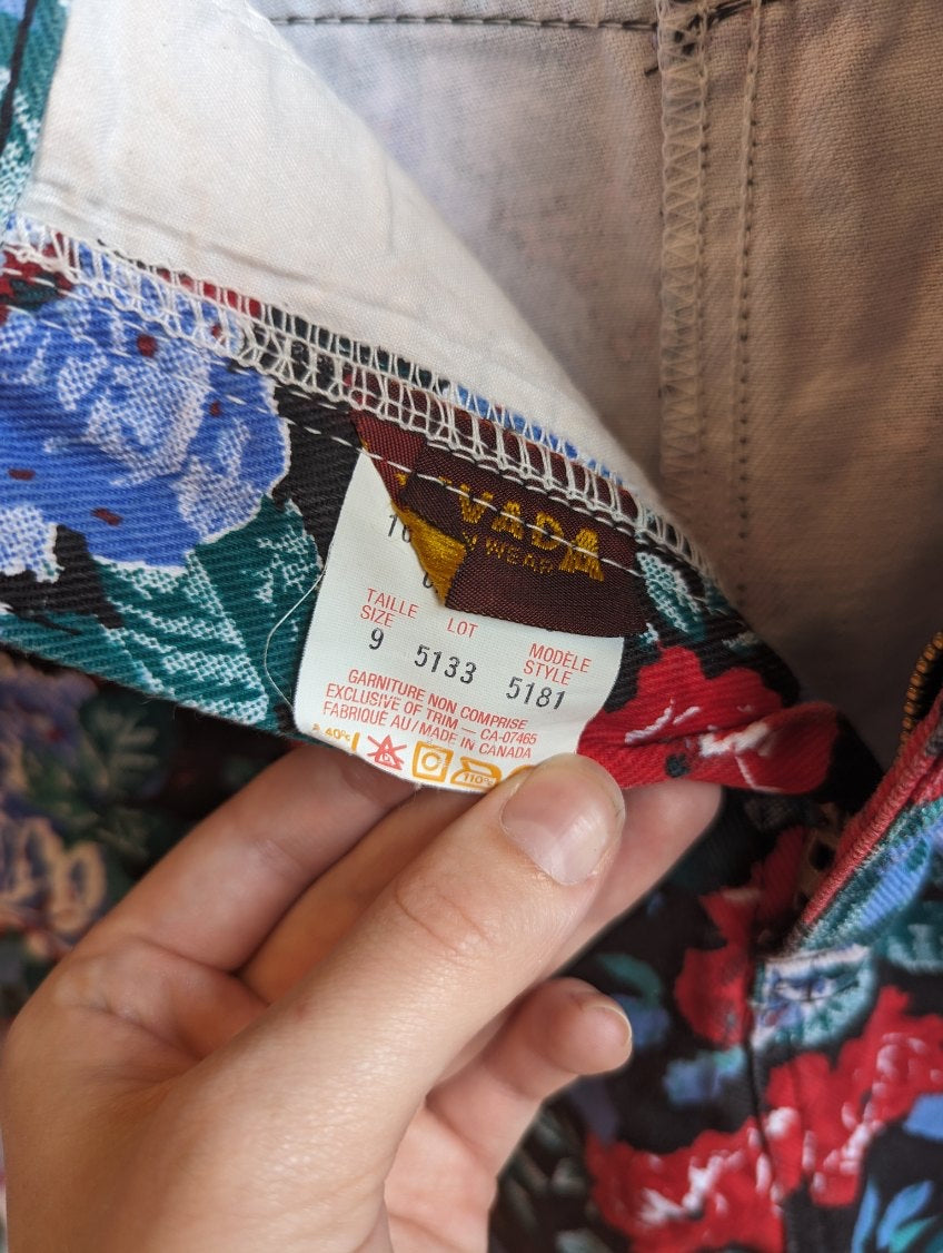 1990s Nevada Rose Print Denim Shirt