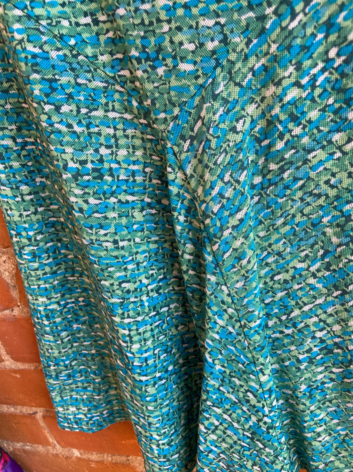Y2K Blue & Green Abstract Midi Skirt