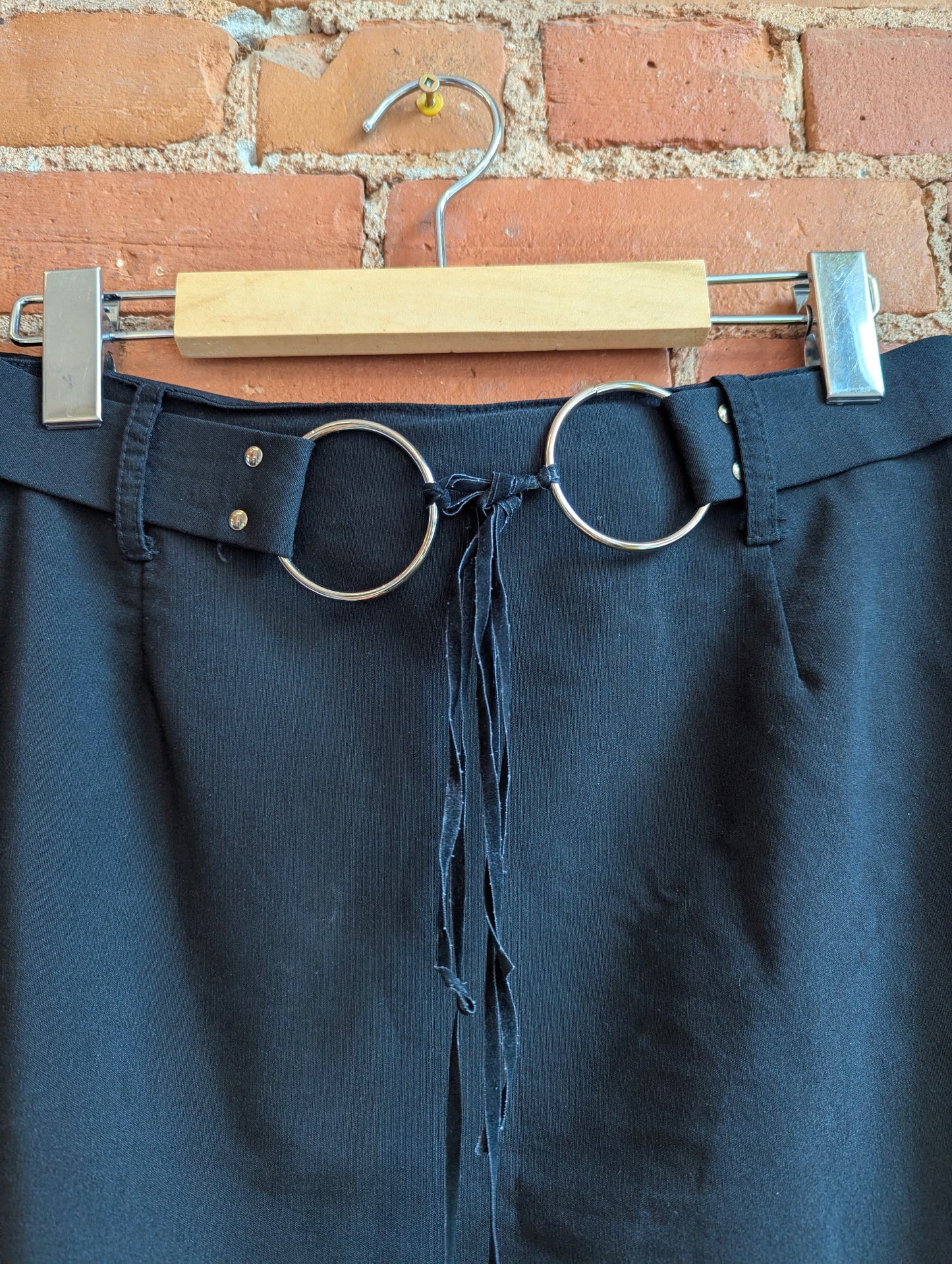 1990s FMX & Co Black Mini Skirt With Fringe Belt