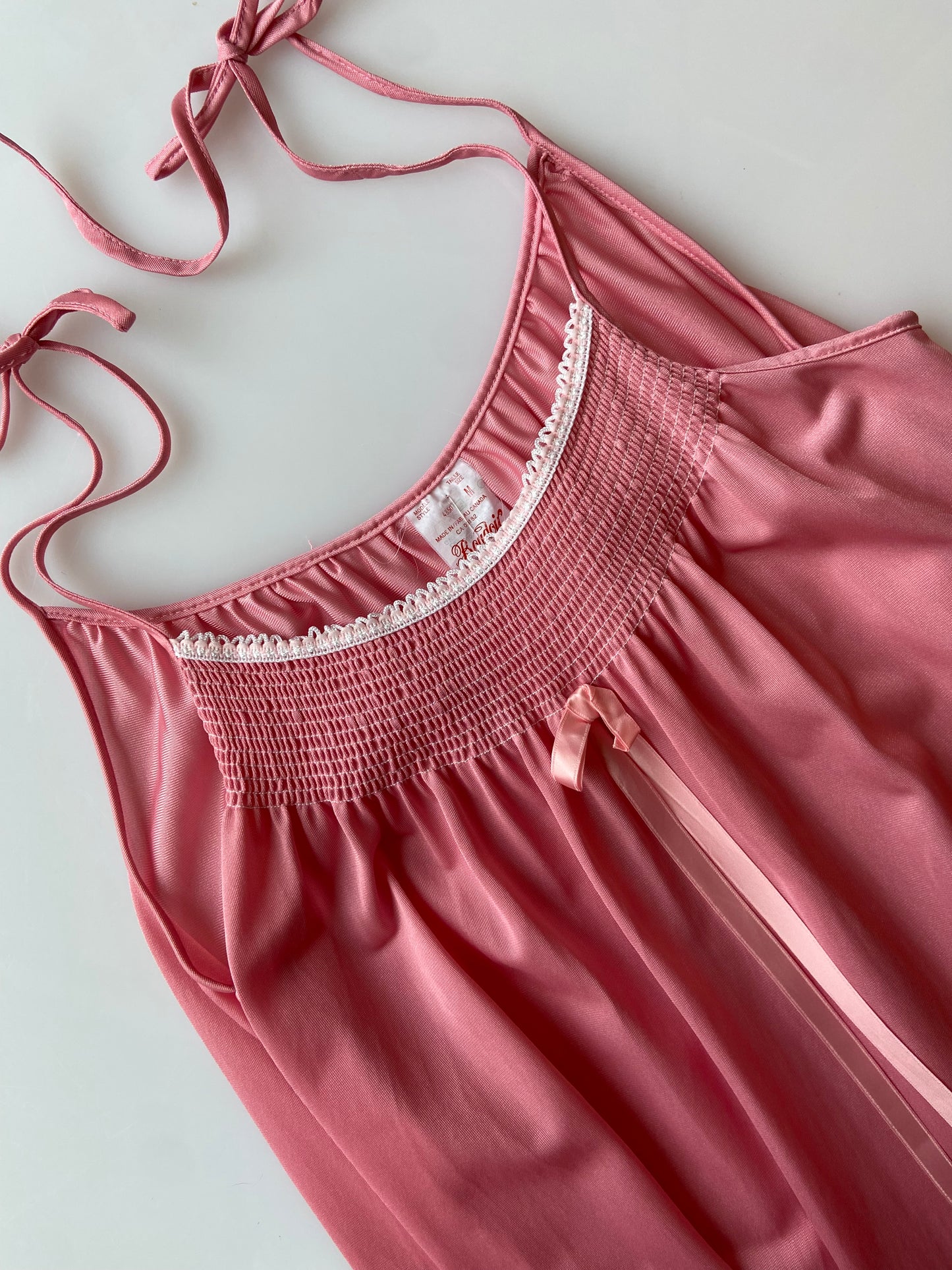 Pink Tie-Strap Maxi Nightgown