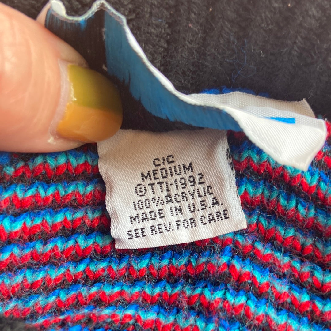 90's Black & Multicolour Mockneck Sweater