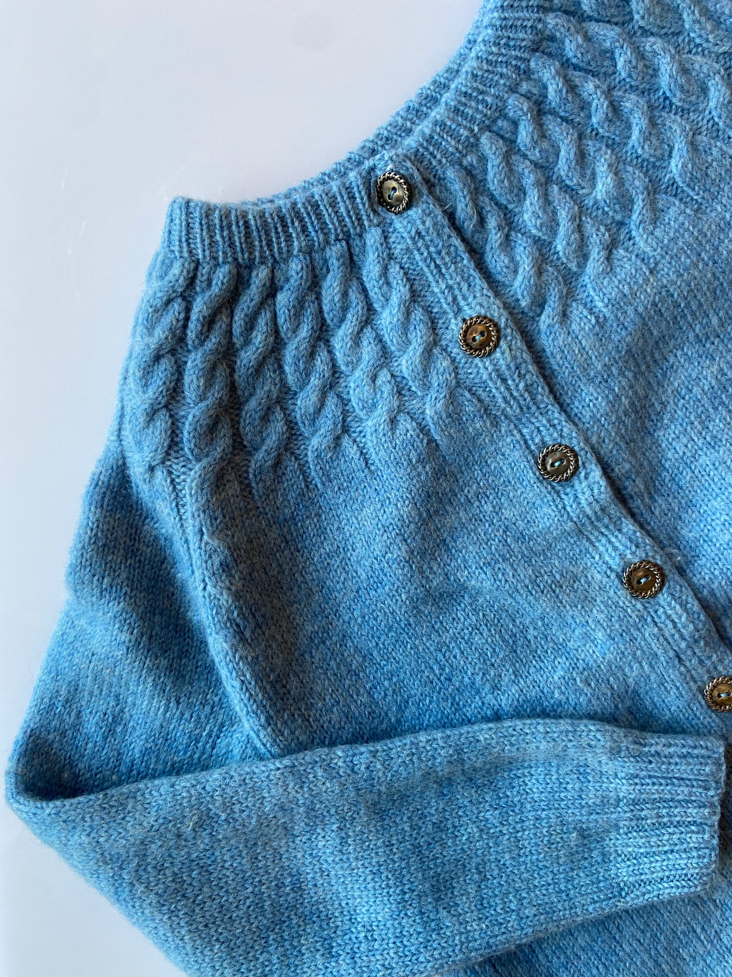 Blue Wool Knit Cardigan