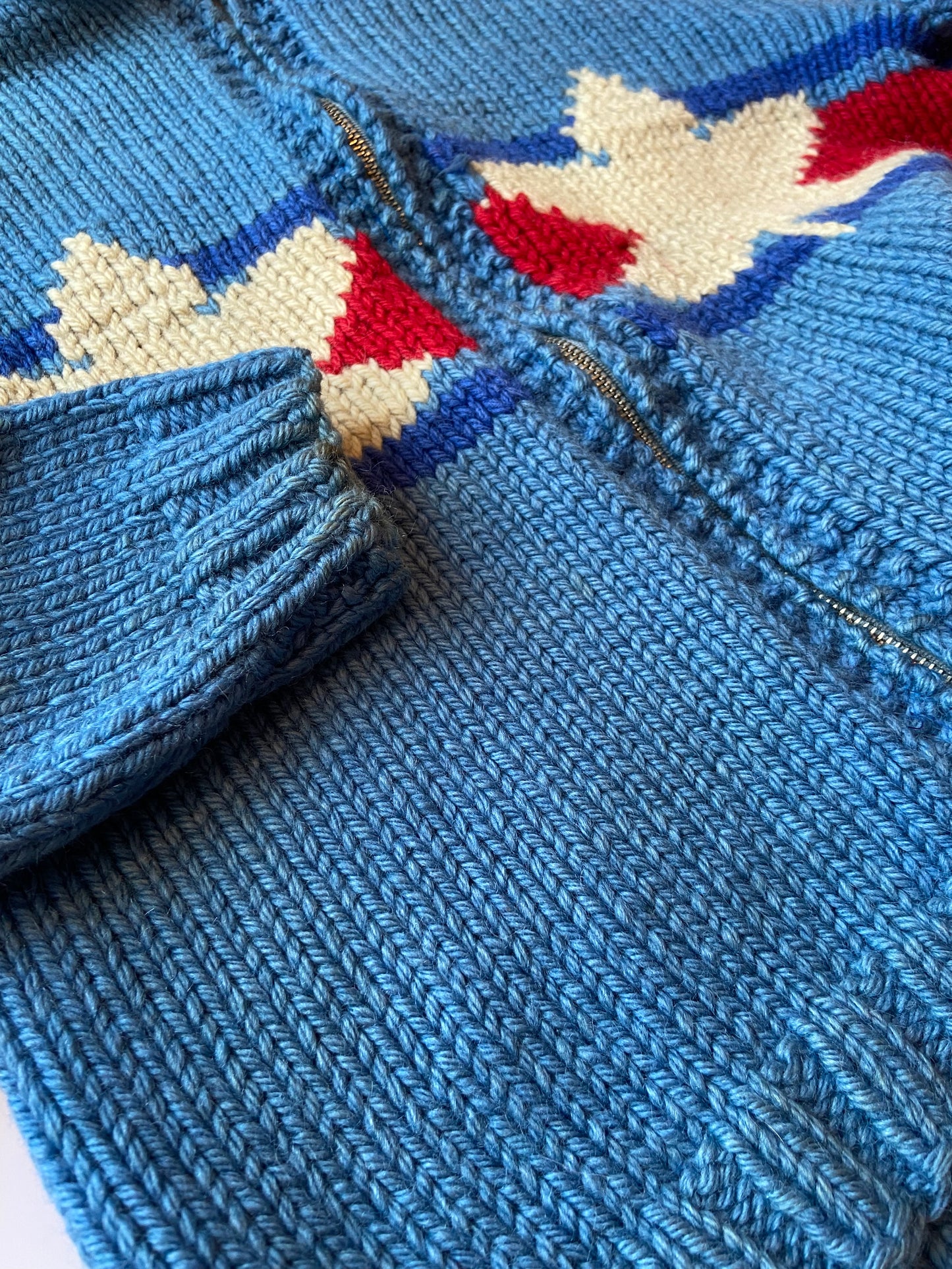 Blue Mary Maxim Knit Hockey Sweater