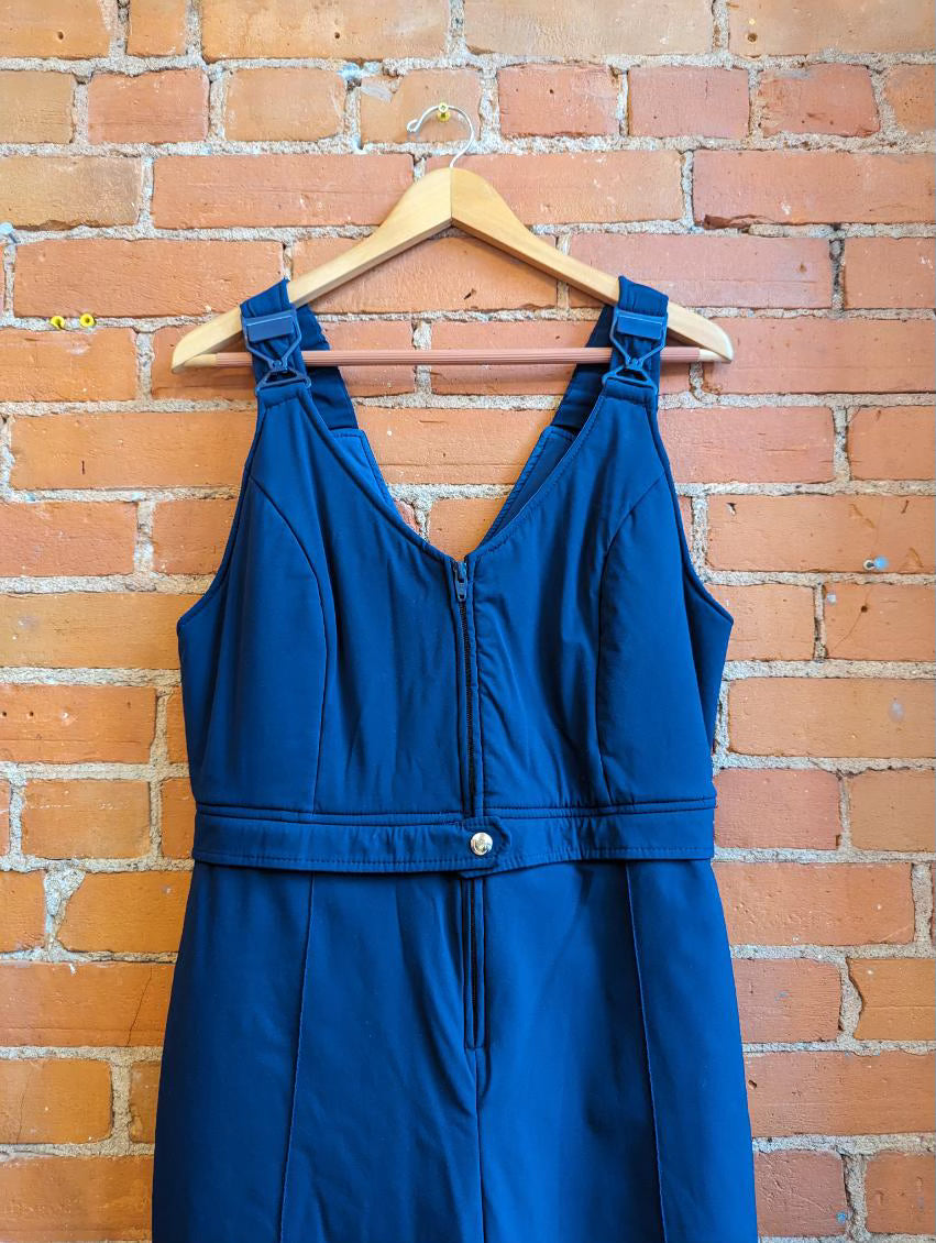 1970s Ditrani Designs Navy Blue Ski Jacket and Overall Snow Pants Set
