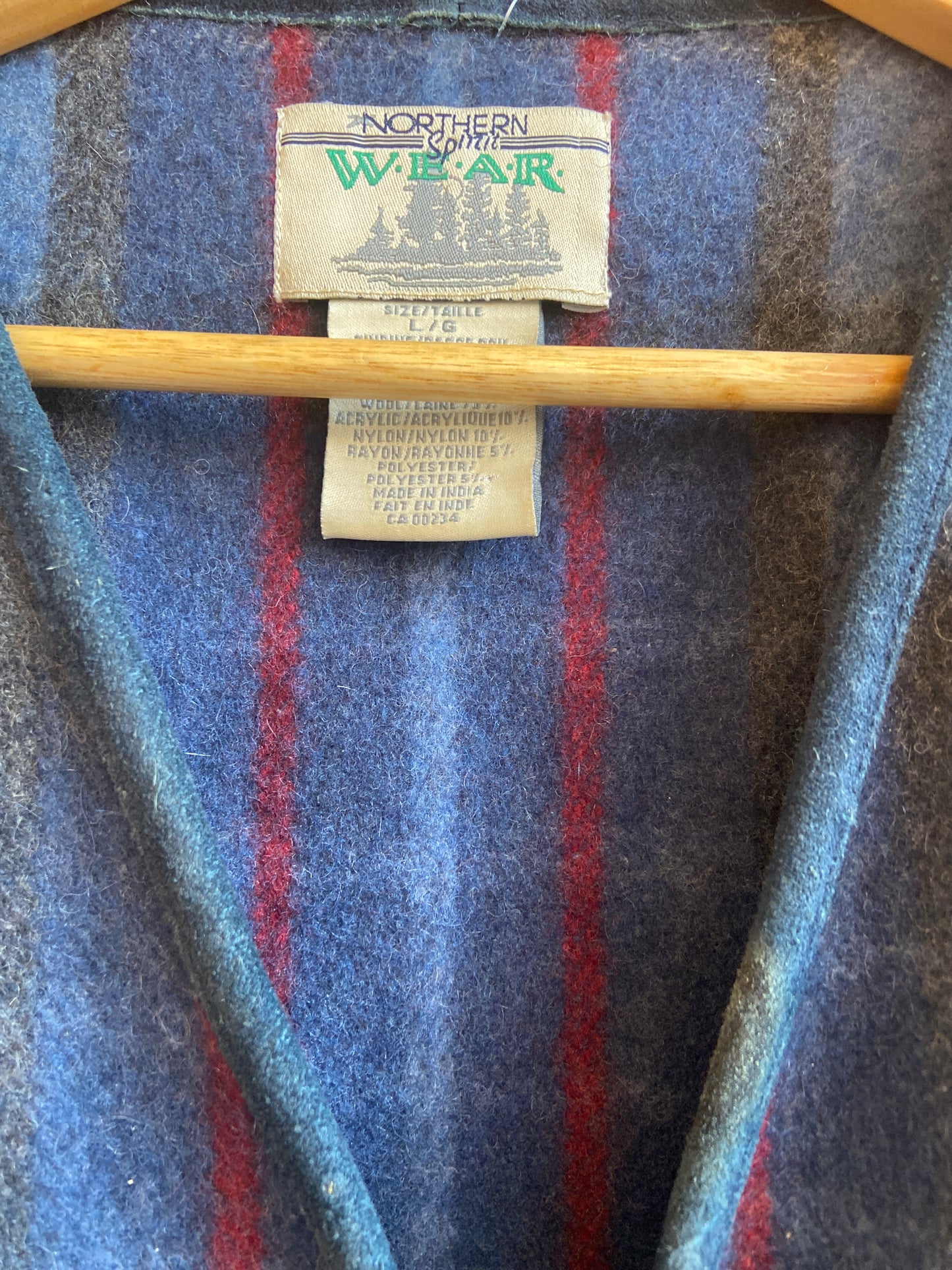 Plaid Wool Blend Zip Up Vest