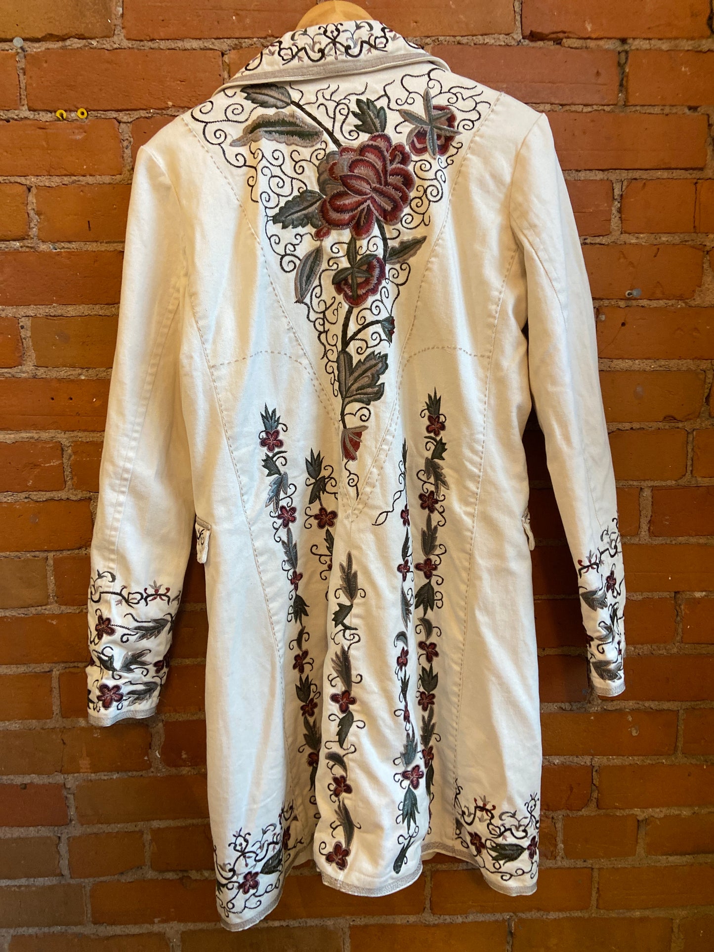 90s Romance Rose Embroidered Denim Coat