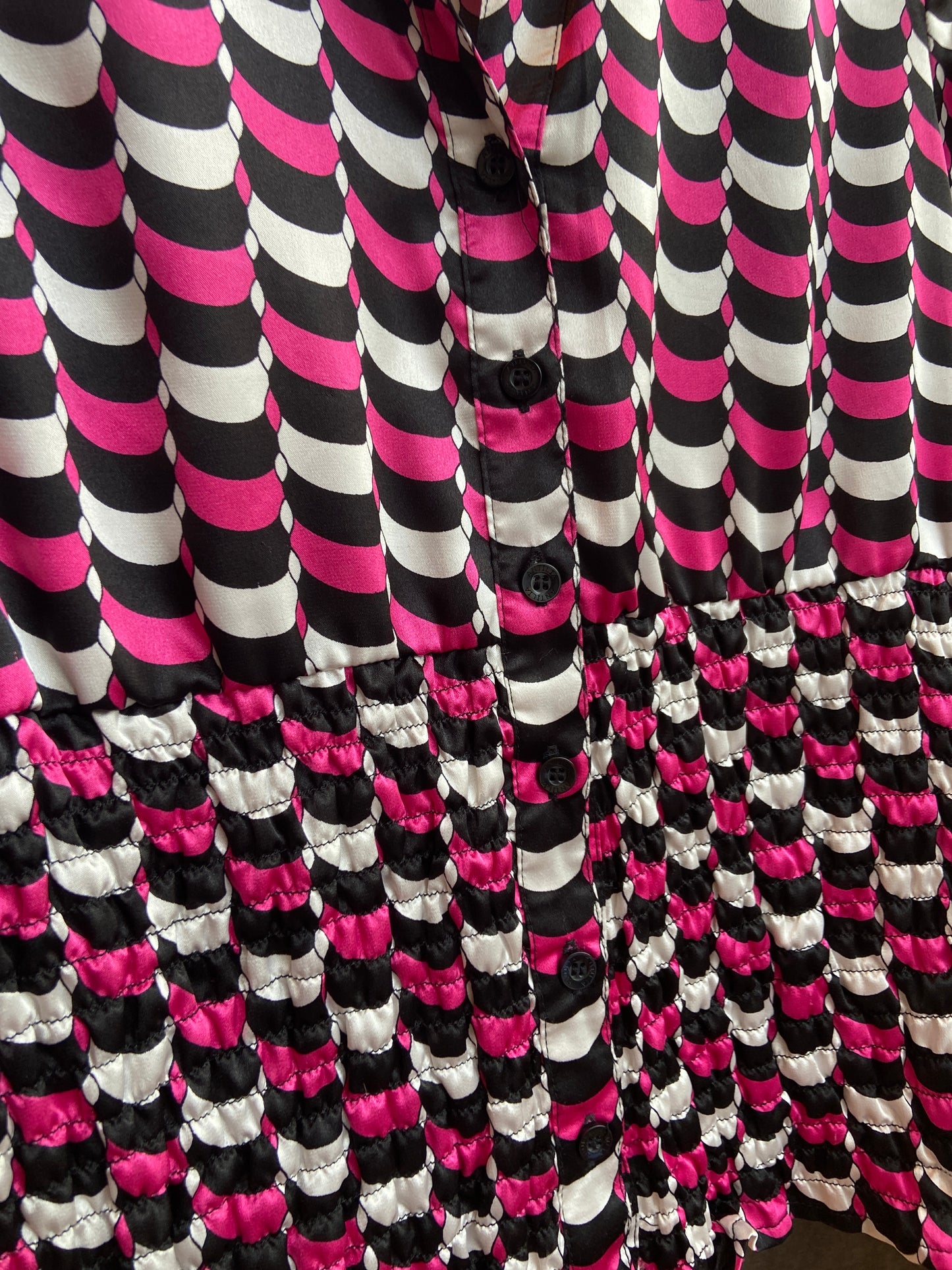 Y2K Black, Fuchsia and White Pattern Top
