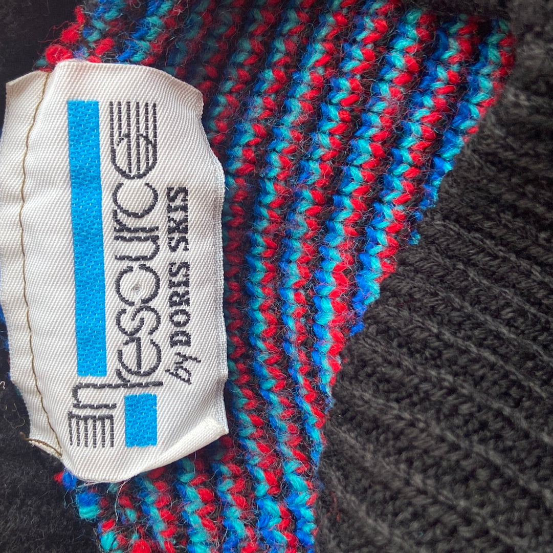 90's Black & Multicolour Mockneck Sweater