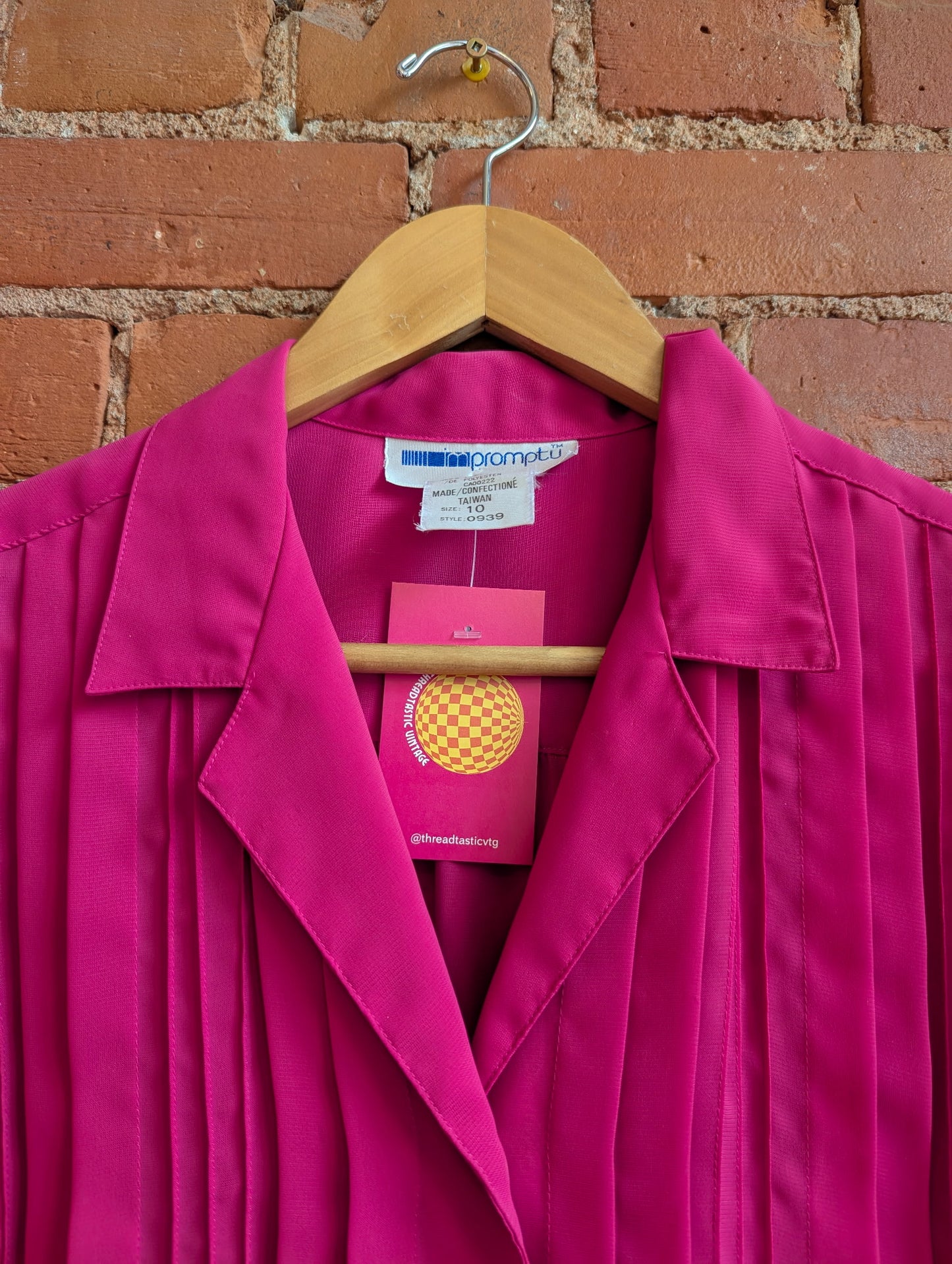 1980s Impromptu Pink Short Sleeve Blouse With Pleats