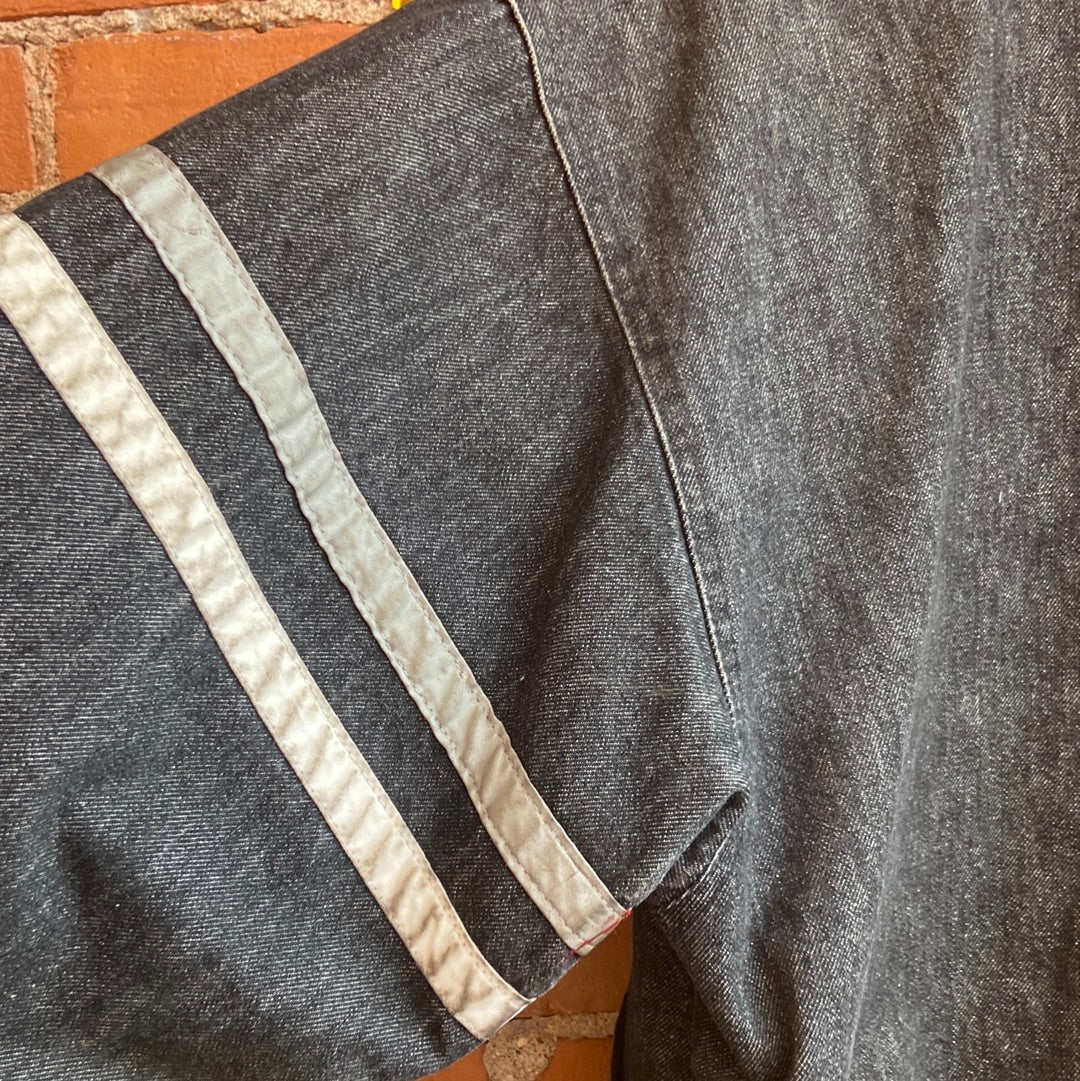 Black Denim coat with Athletic Stripes