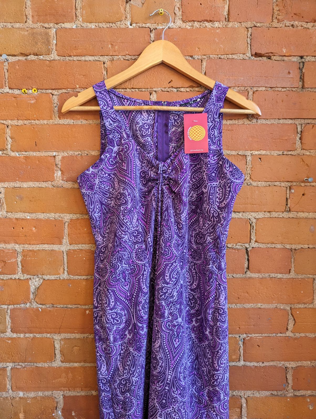 1990s Purple Paisley Print Maxi Dress