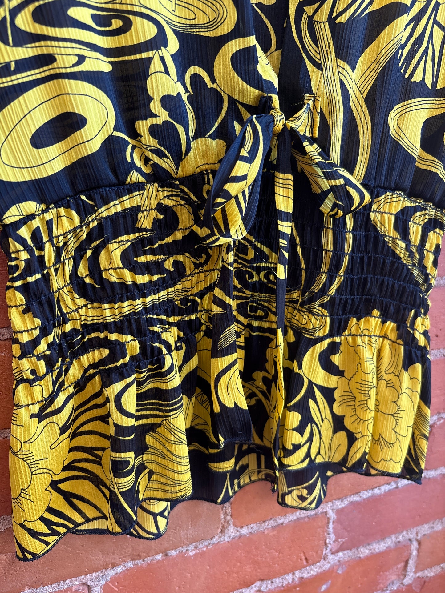 Y2K Yellow Black Pattern Top