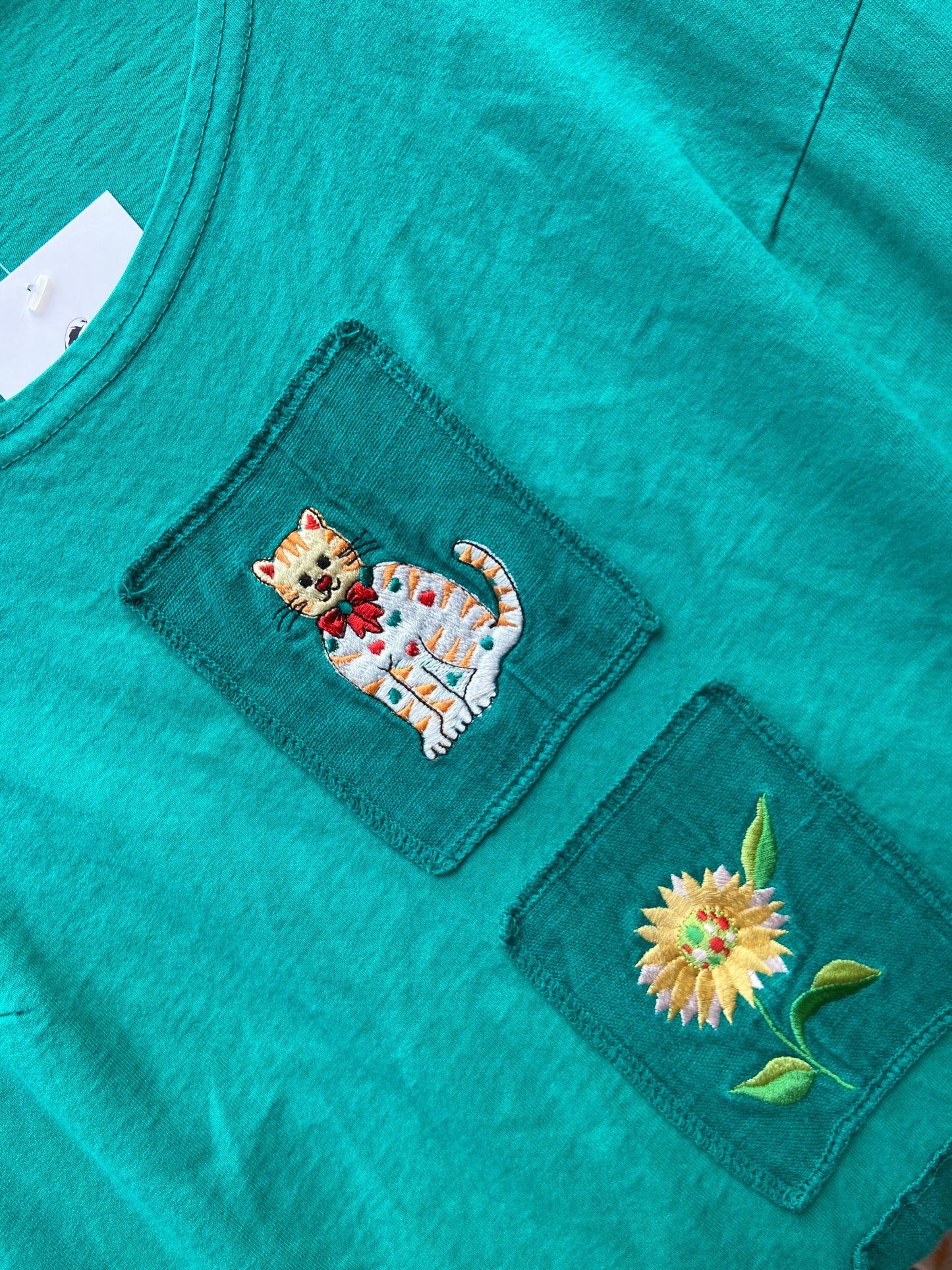 90’s Sunflower & Kitty Embroidered Dress
