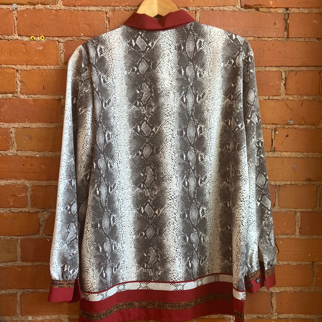 Snake Print Button Up Blouse