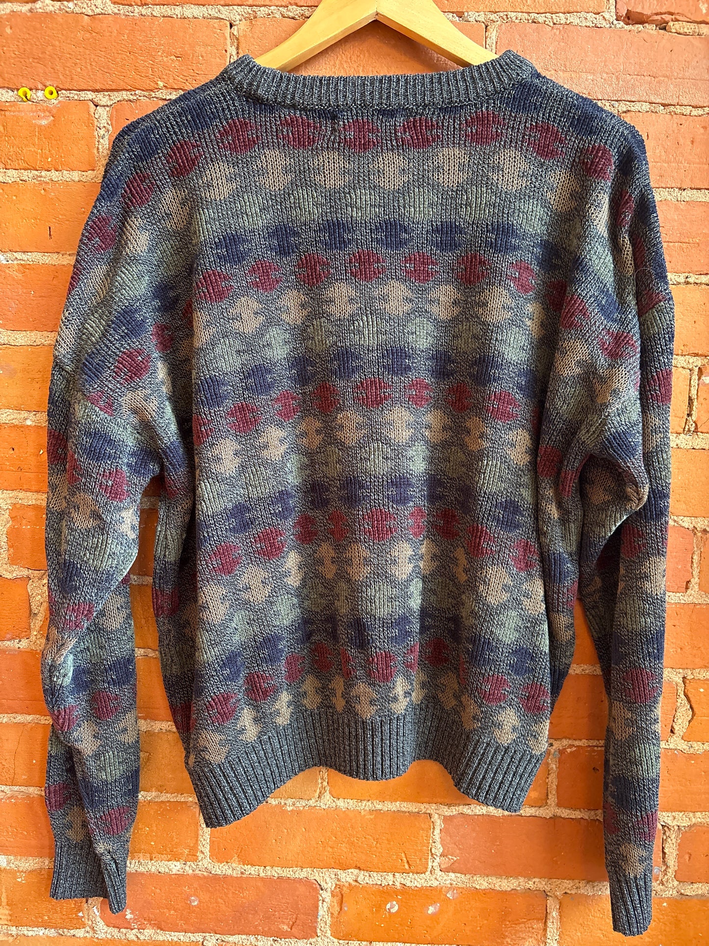 Dark Earthtone Patterned Dad Sweater