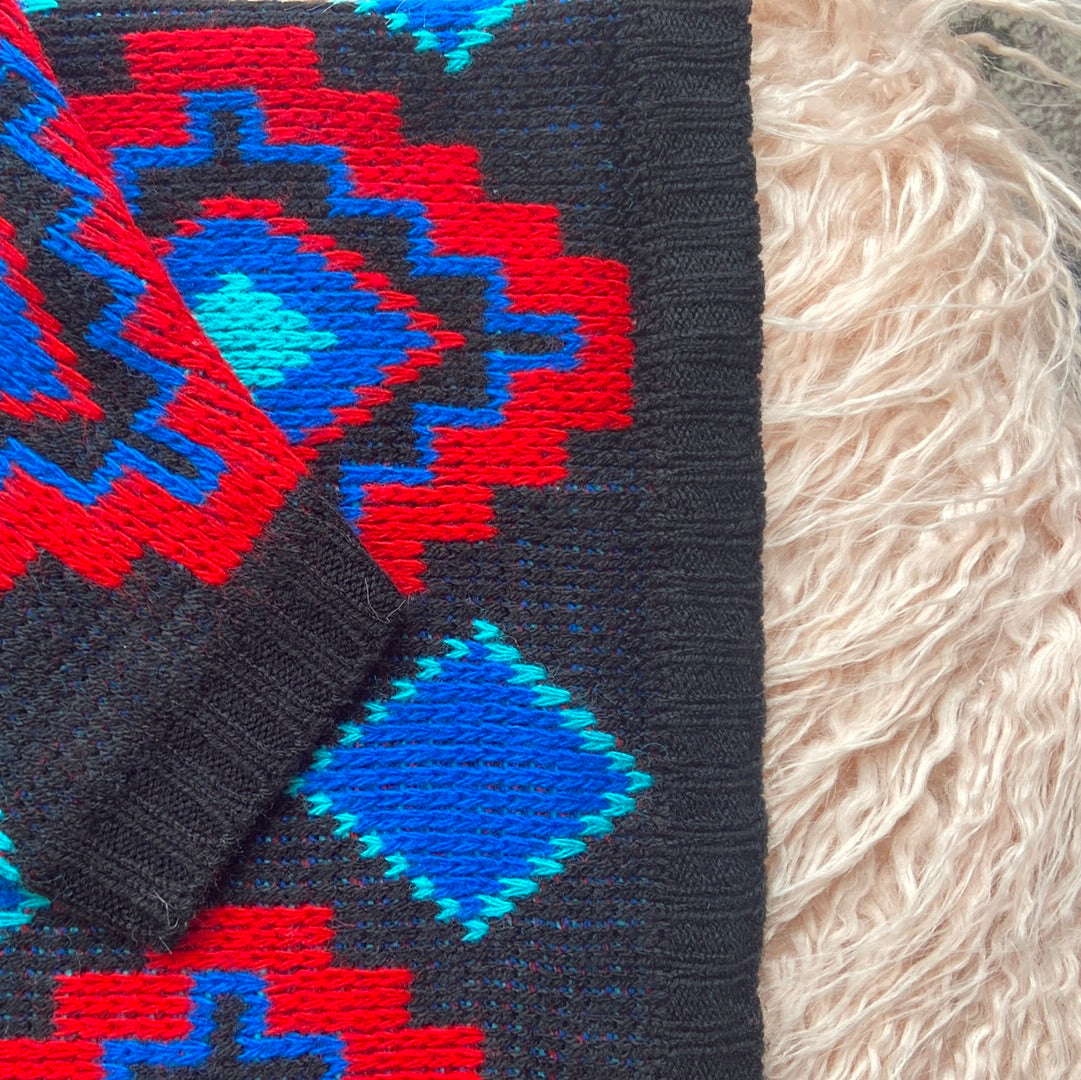 90's Black & Multicolour Mockneck Sweater