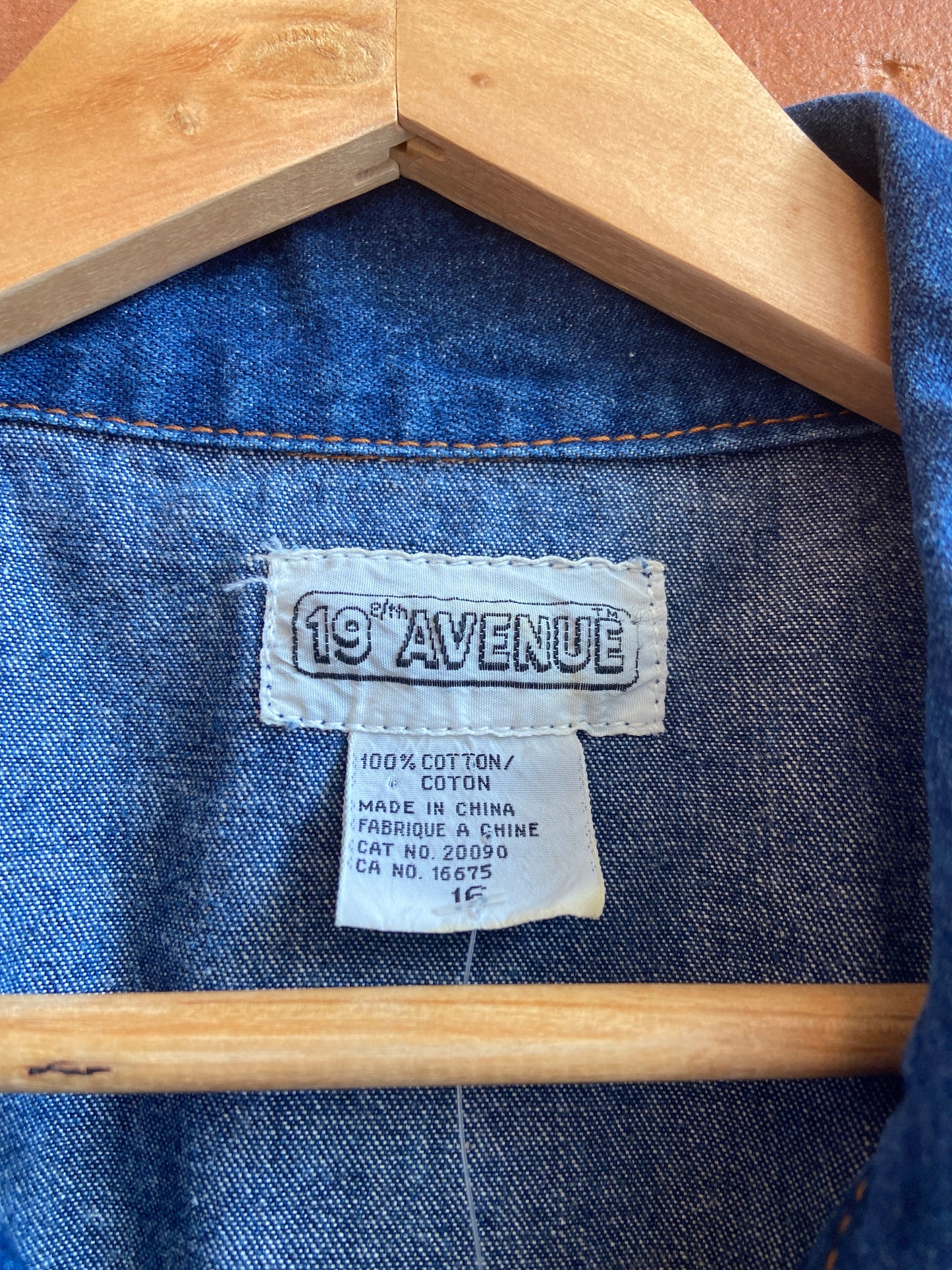 1980s 19th Avenue Dark Wash Snap Front Denim Midi Dress With Shoulder Pads
