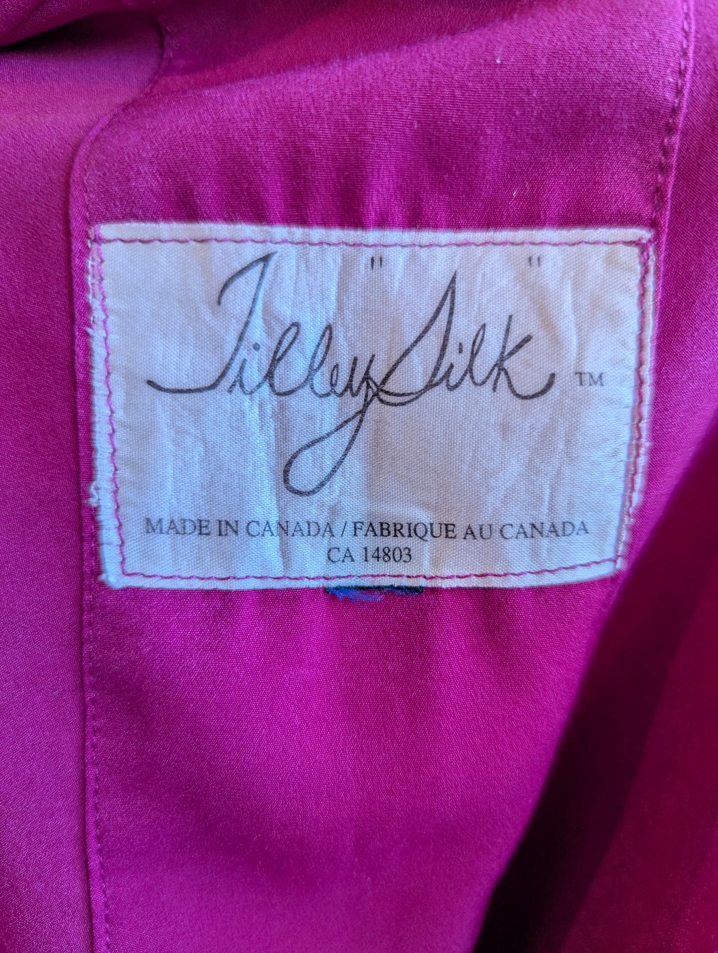1980s Lilley Silk Fuchsia Pink Short Sleeve Blouse