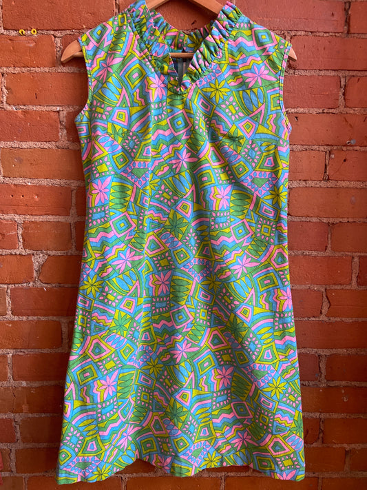 60's Psychedelic Print Shift Dress