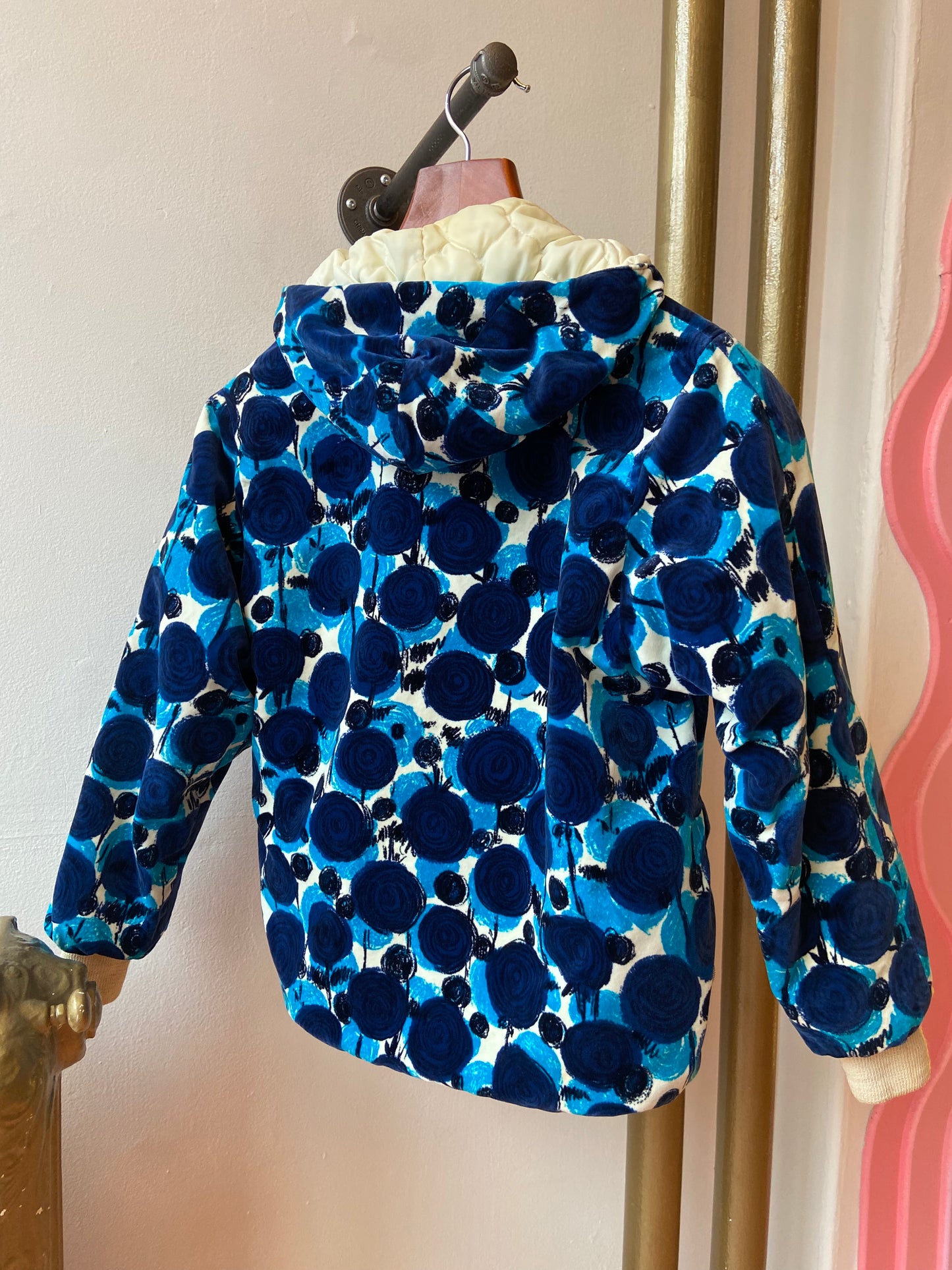 Reversible 60's Velour Hooded Bomber Jacket