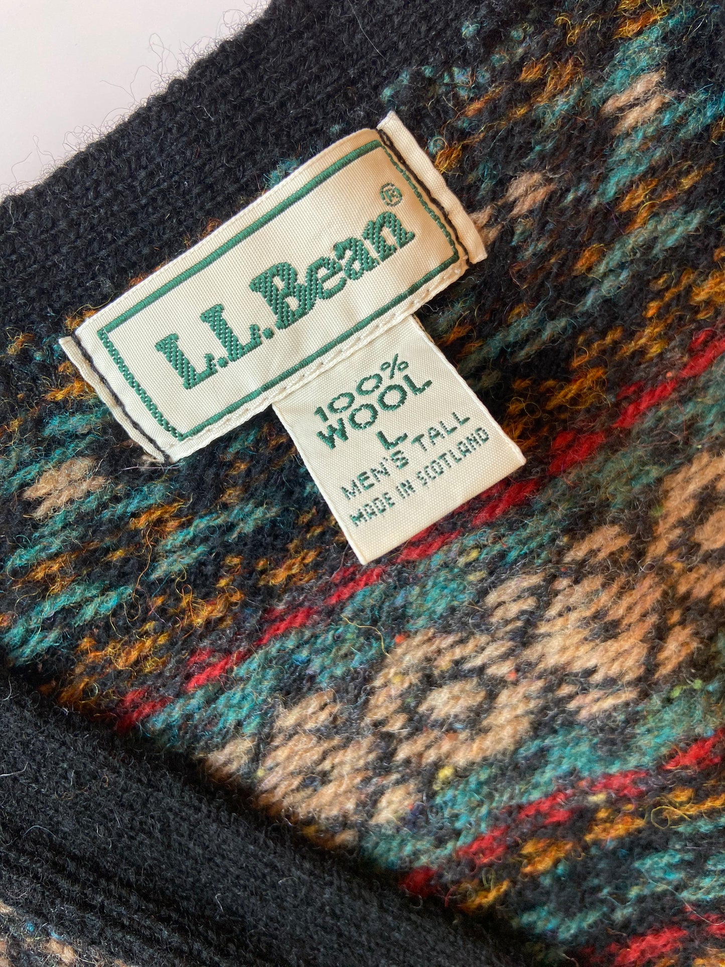 L.L. Bean 100% Wool Patterned Vest