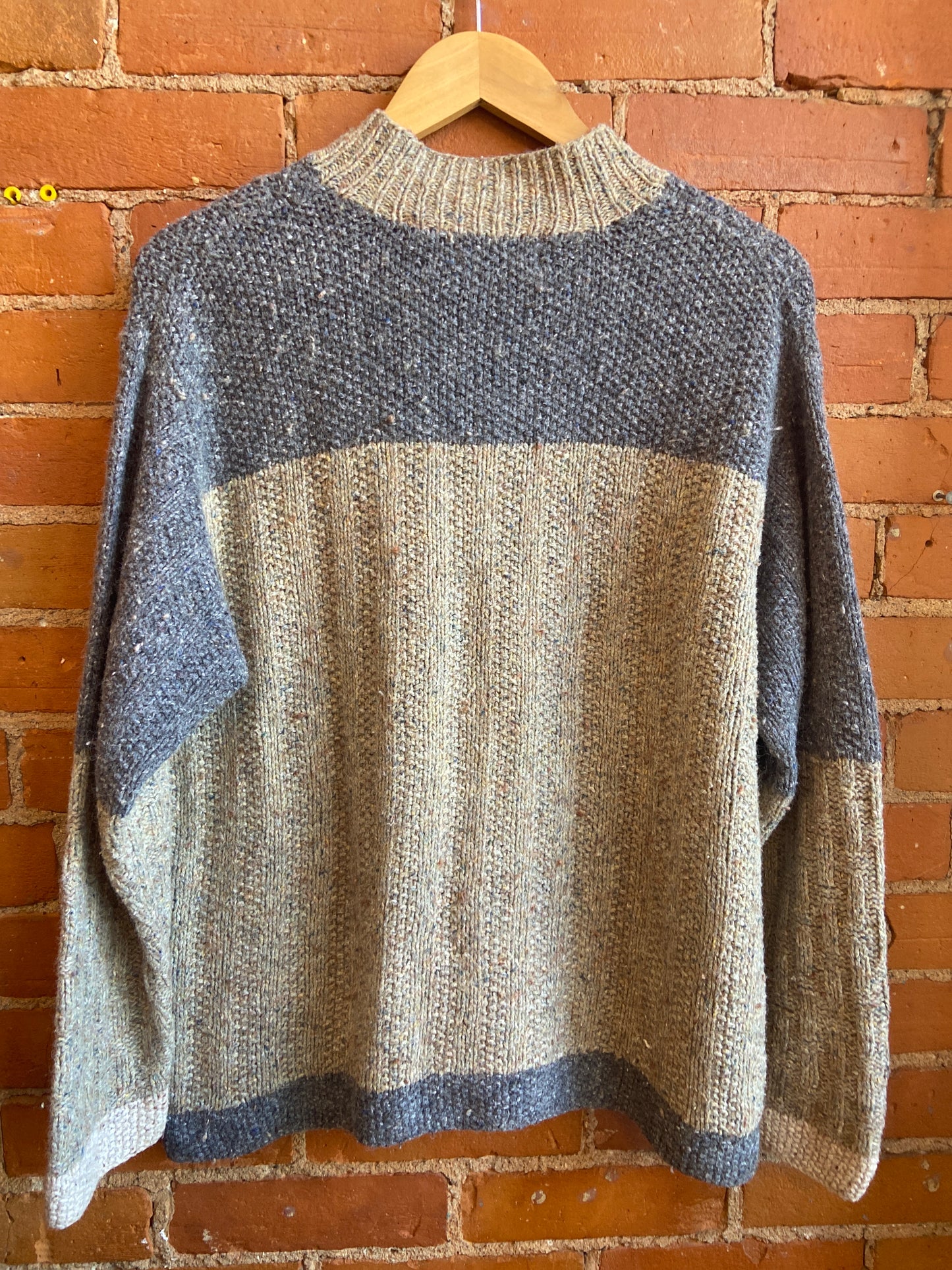 Wool Blend Knitted Beige & Grey Sweater