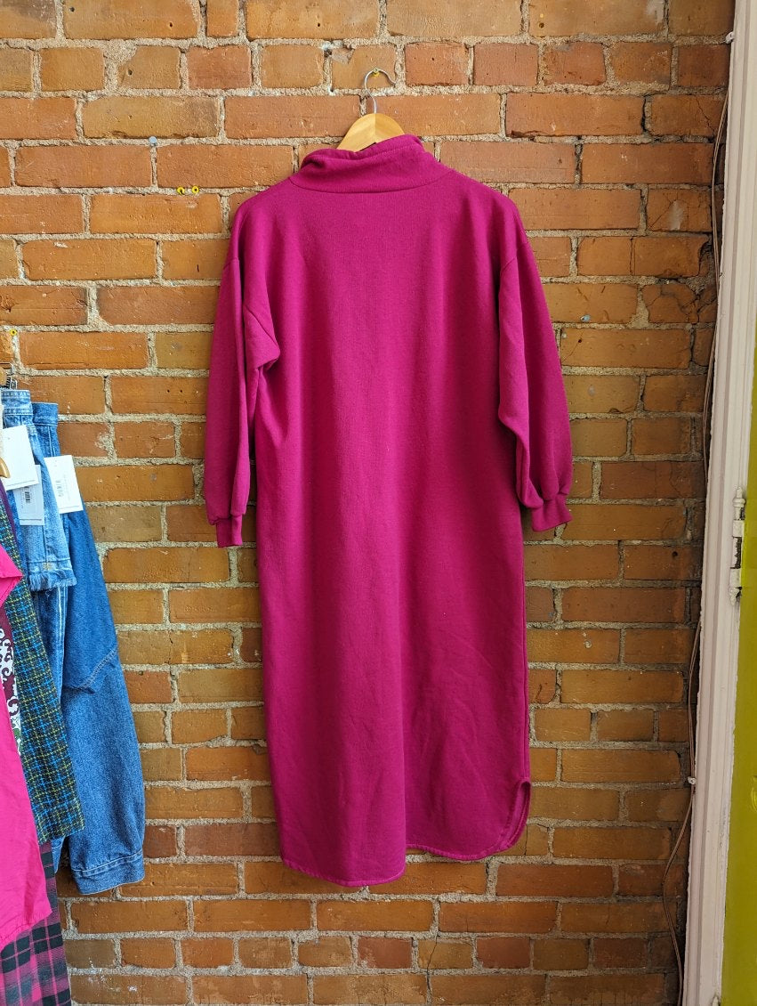 1980s Hallmark Raspberry Pink Sweatshirt Dress