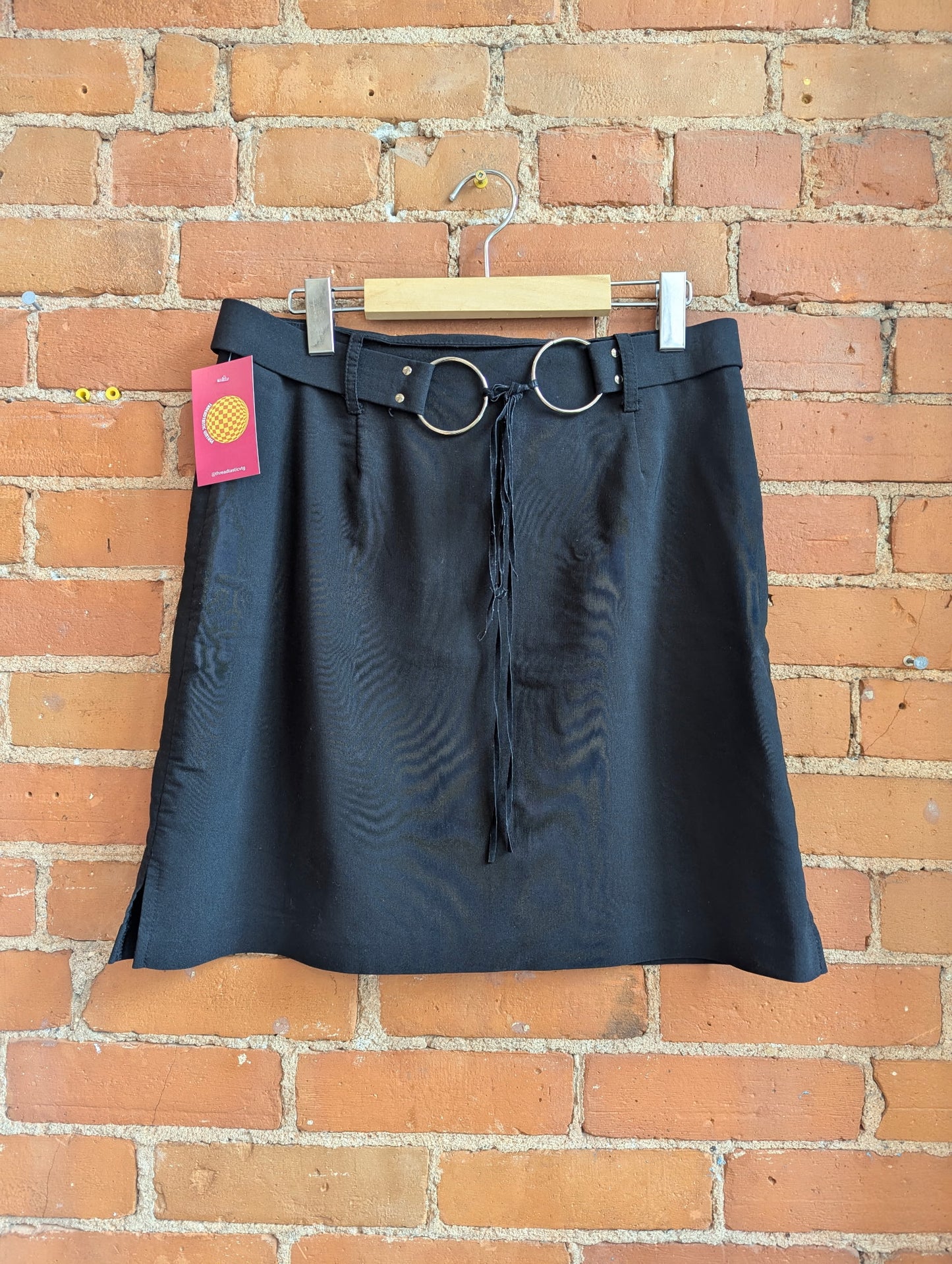 1990s FMX & Co Black Mini Skirt With Fringe Belt