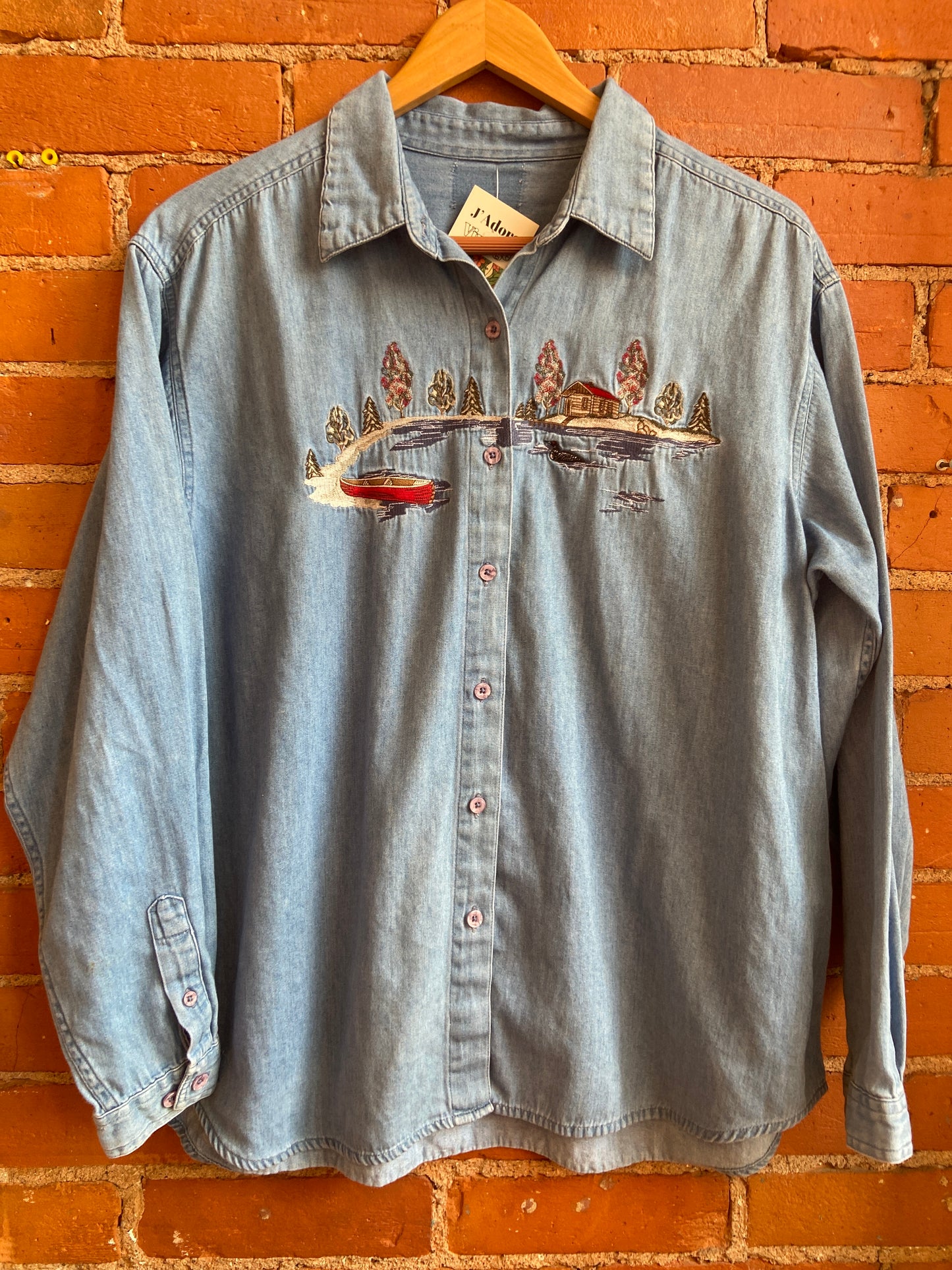Northern Reflections Denim Shirt with boat and loon
