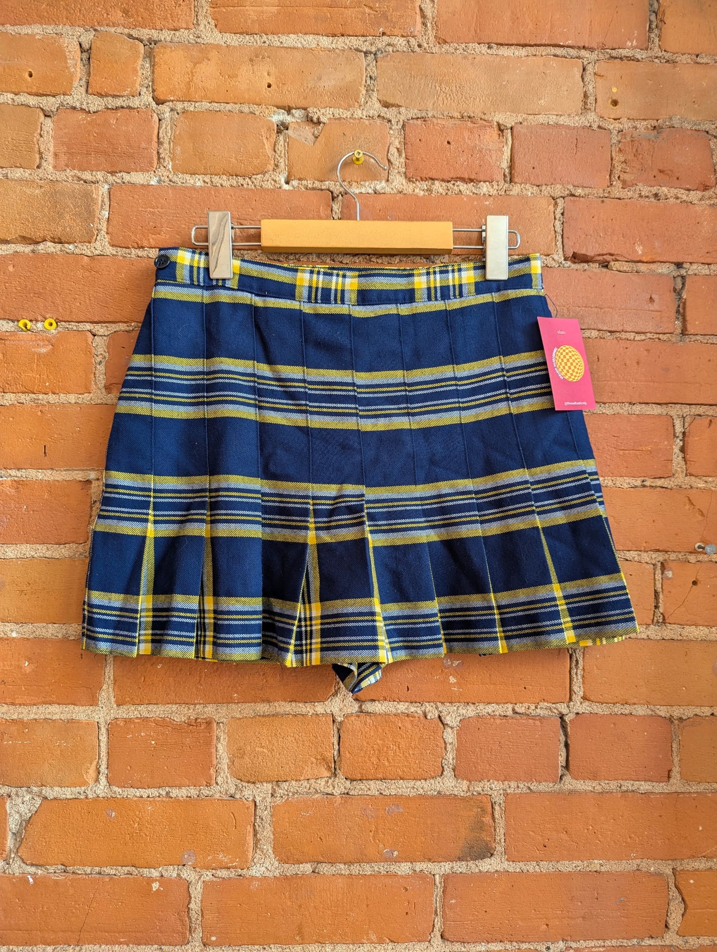 1990s Blue, Yellow and White Tartan Skort
