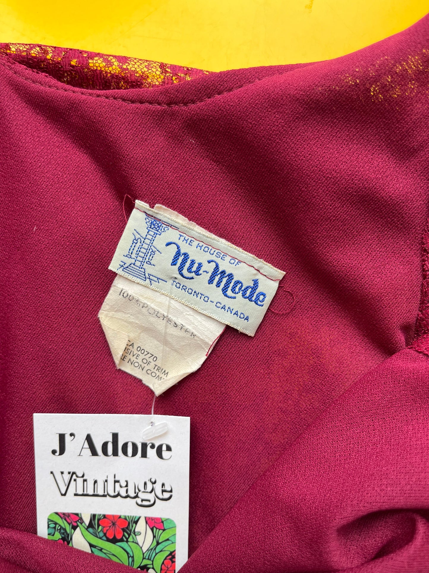 70's Nu-Mode Maroon Lace Dress