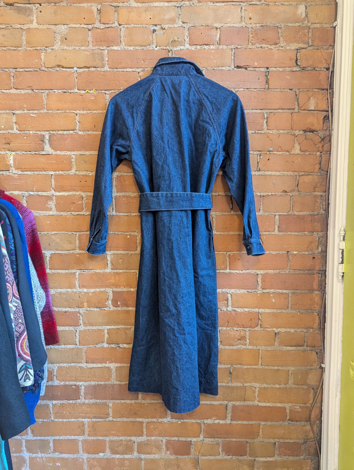 1990s Ports International Dark Wash Denim Shirtdress