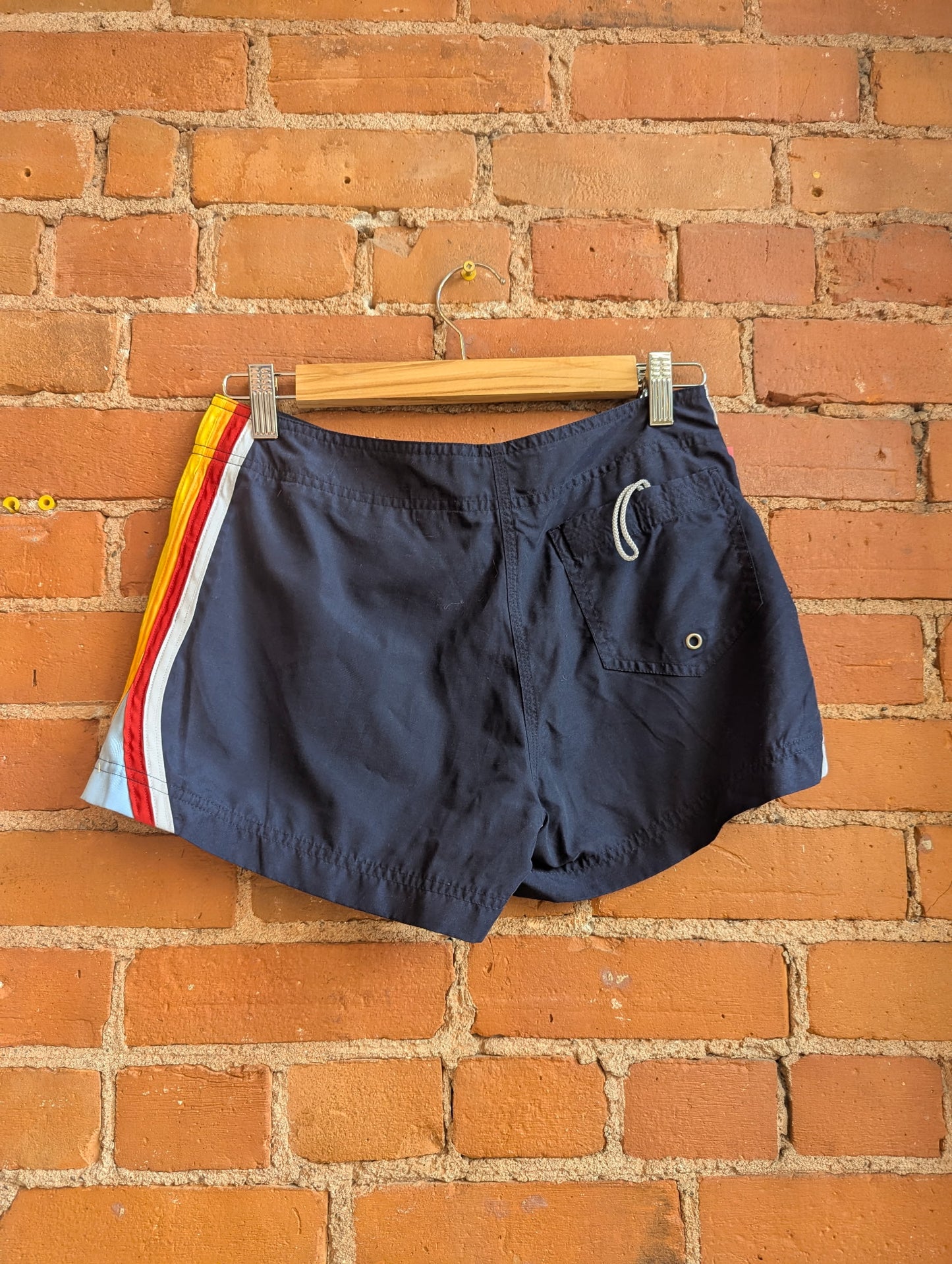 1990s Le Chateau Navy Board Shorts With Stripe Details