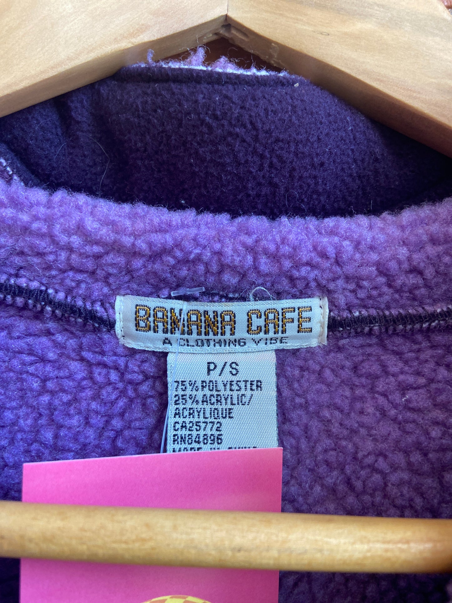Y2K Banana Cafe Purple Longline Fleece Jacket