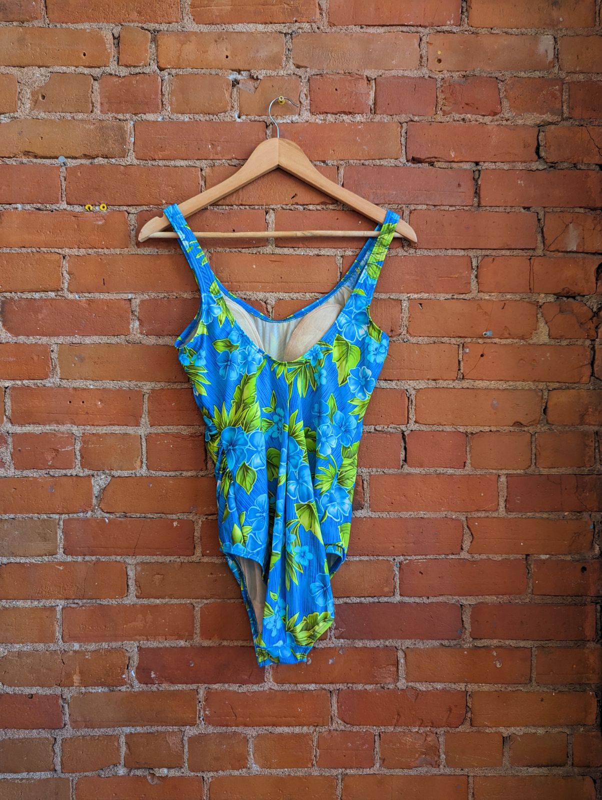 1990s Christina Blue Floral One-Piece Swimsuit