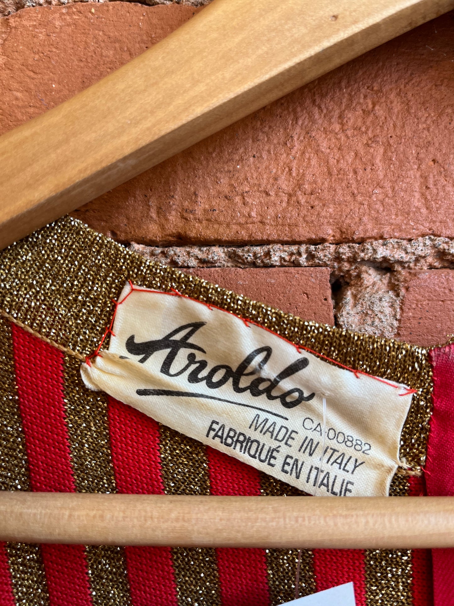 Red & Gold Italian Double-Knit Maxi Dress