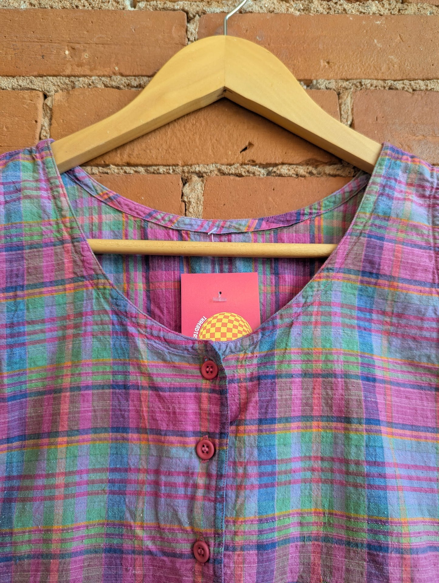 1990s Button-Front Tank With Multicoloured Plaid Pattern