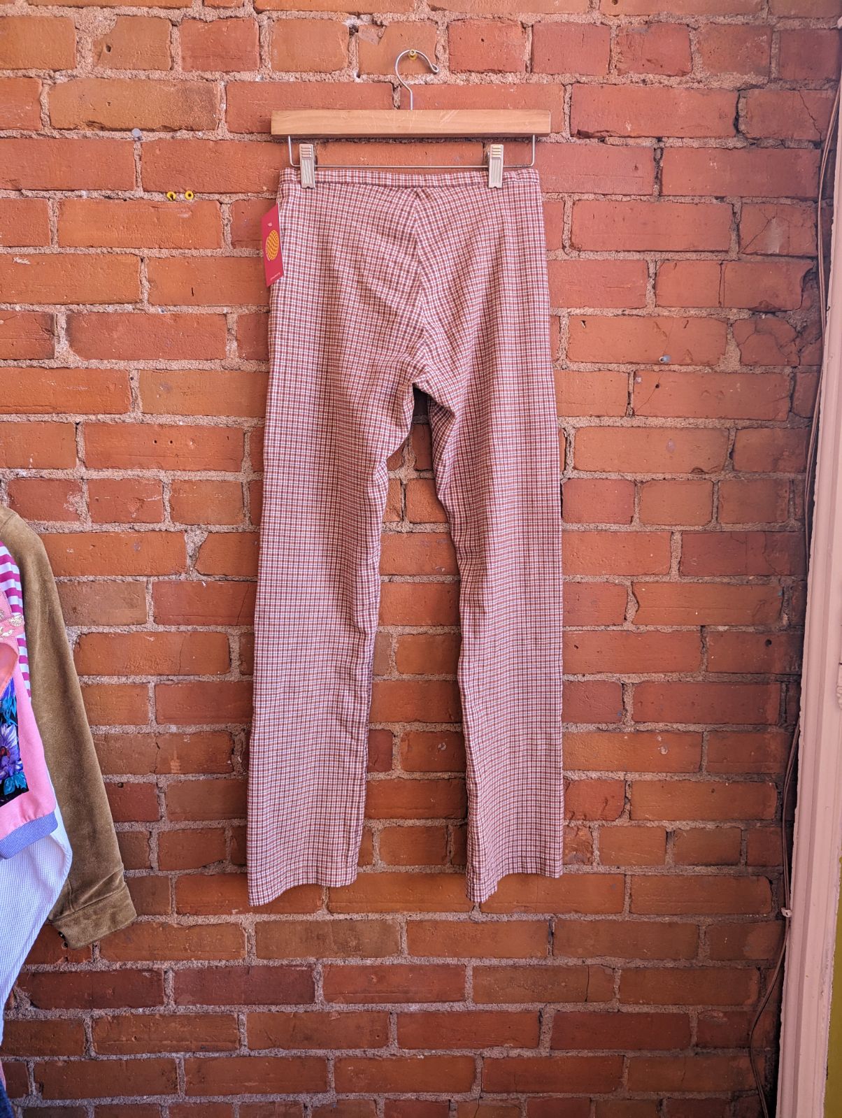 1990s Buffalo David Bitton Straight Leg Orange and Brown Plaid Pants