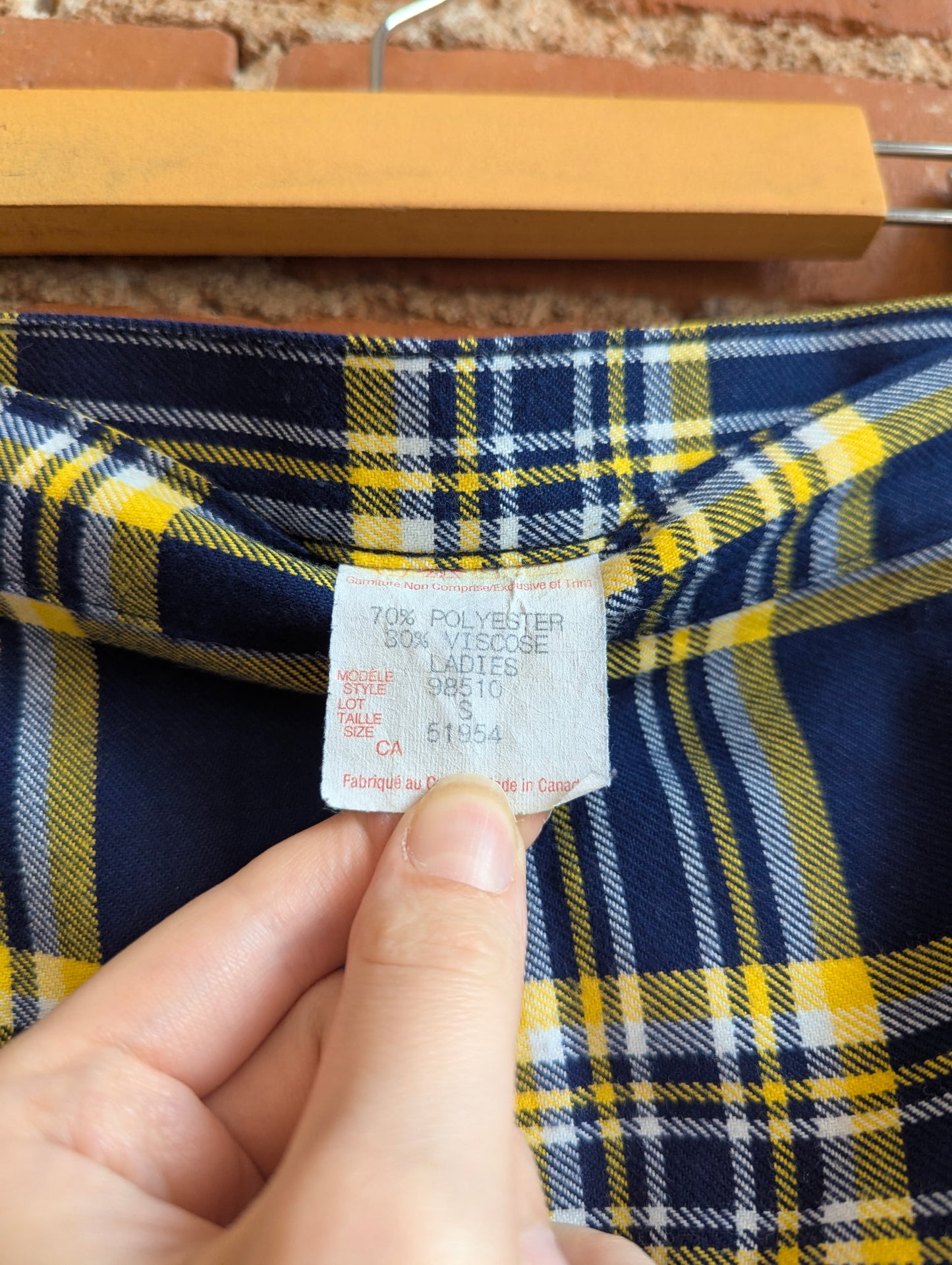 1990s Blue, Yellow and White Tartan Skort