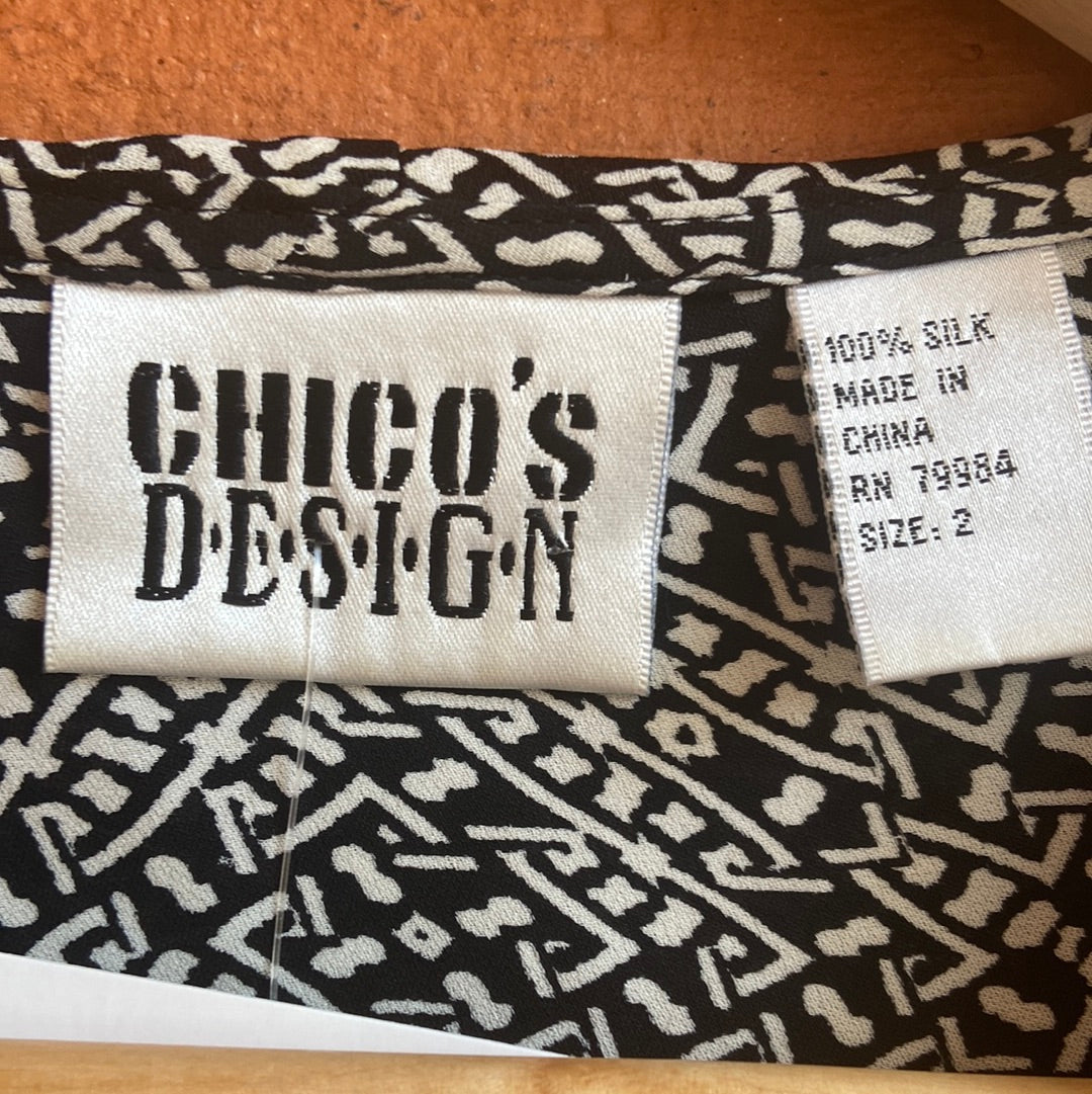 Silk Black & White Ruffle Blouse